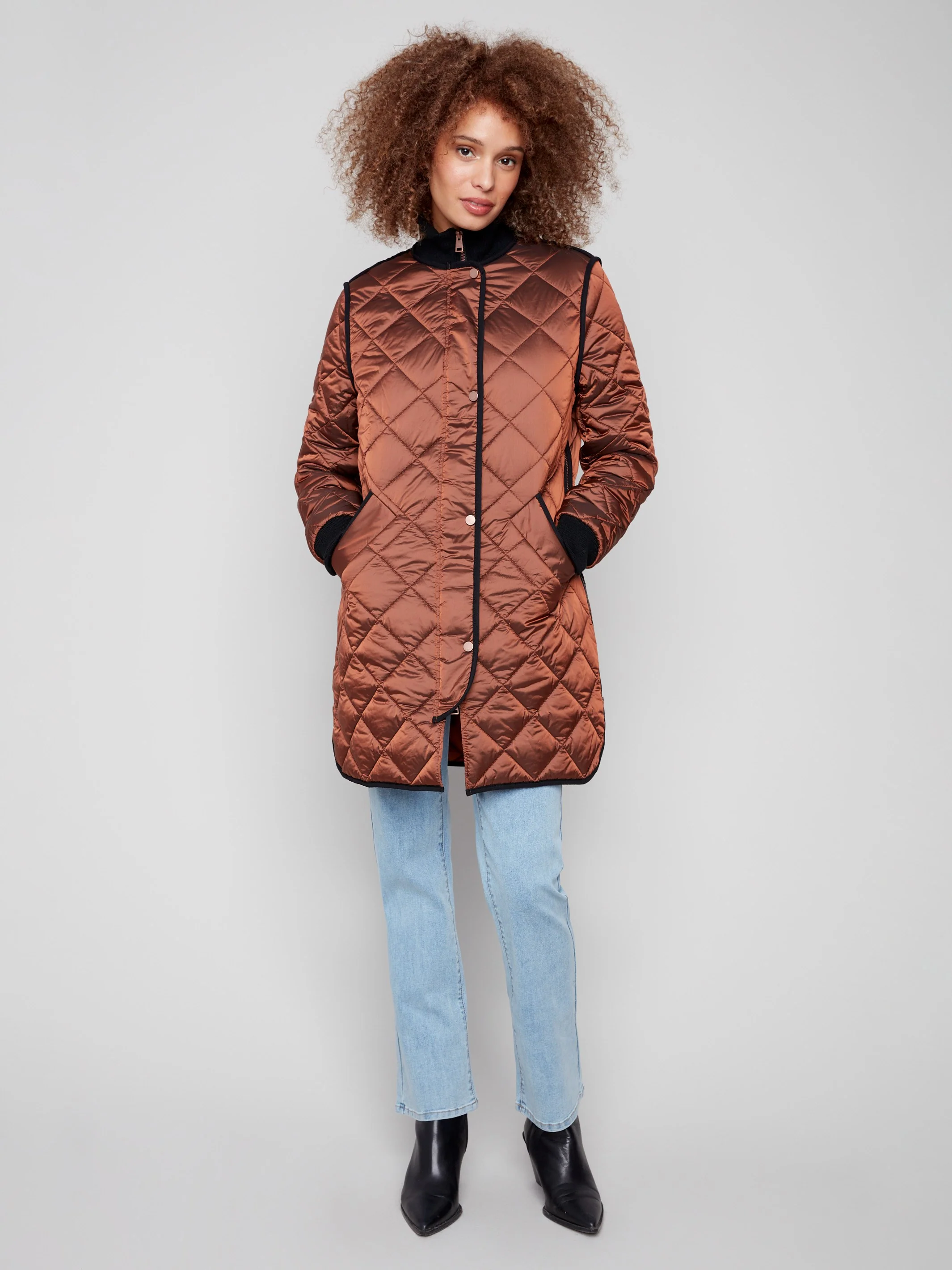 Long Quilted Puffer Jacket - Sepia - WHSBYS