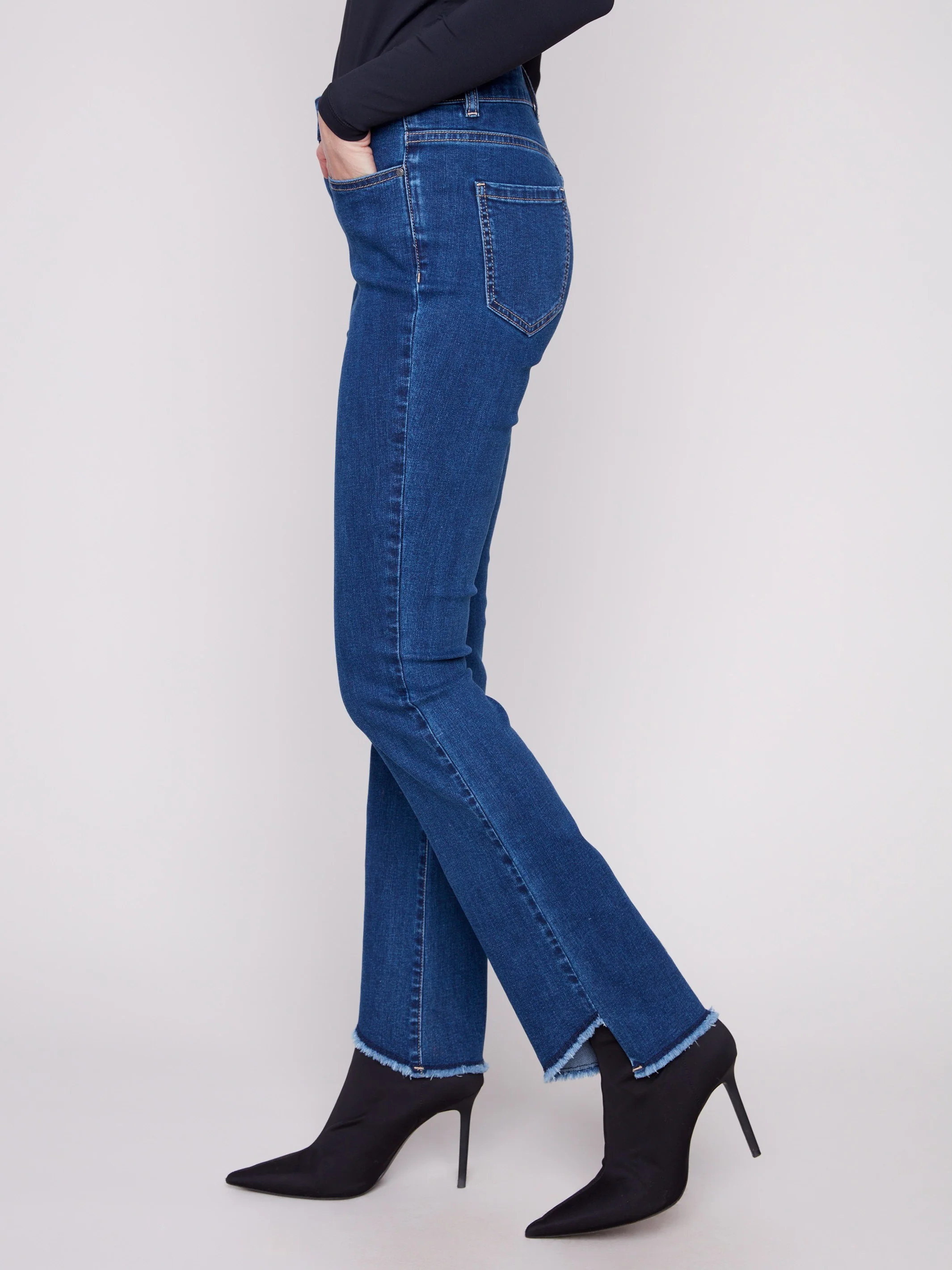 Bootcut Jeans With Asymmetrical Hem - Indigo - WHSBYS