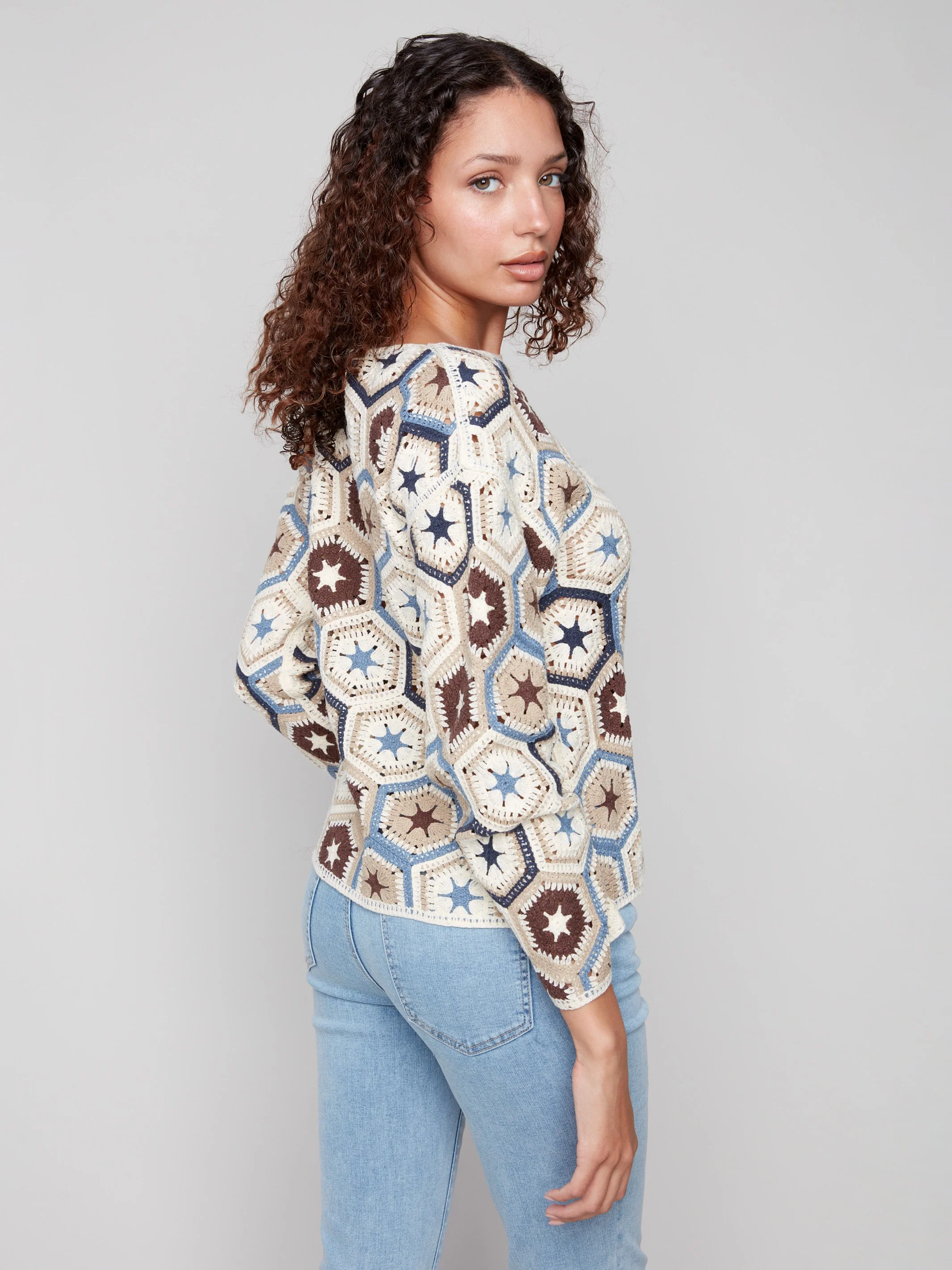 Crochet Boat Neck Top - Oxford - WHSBYS