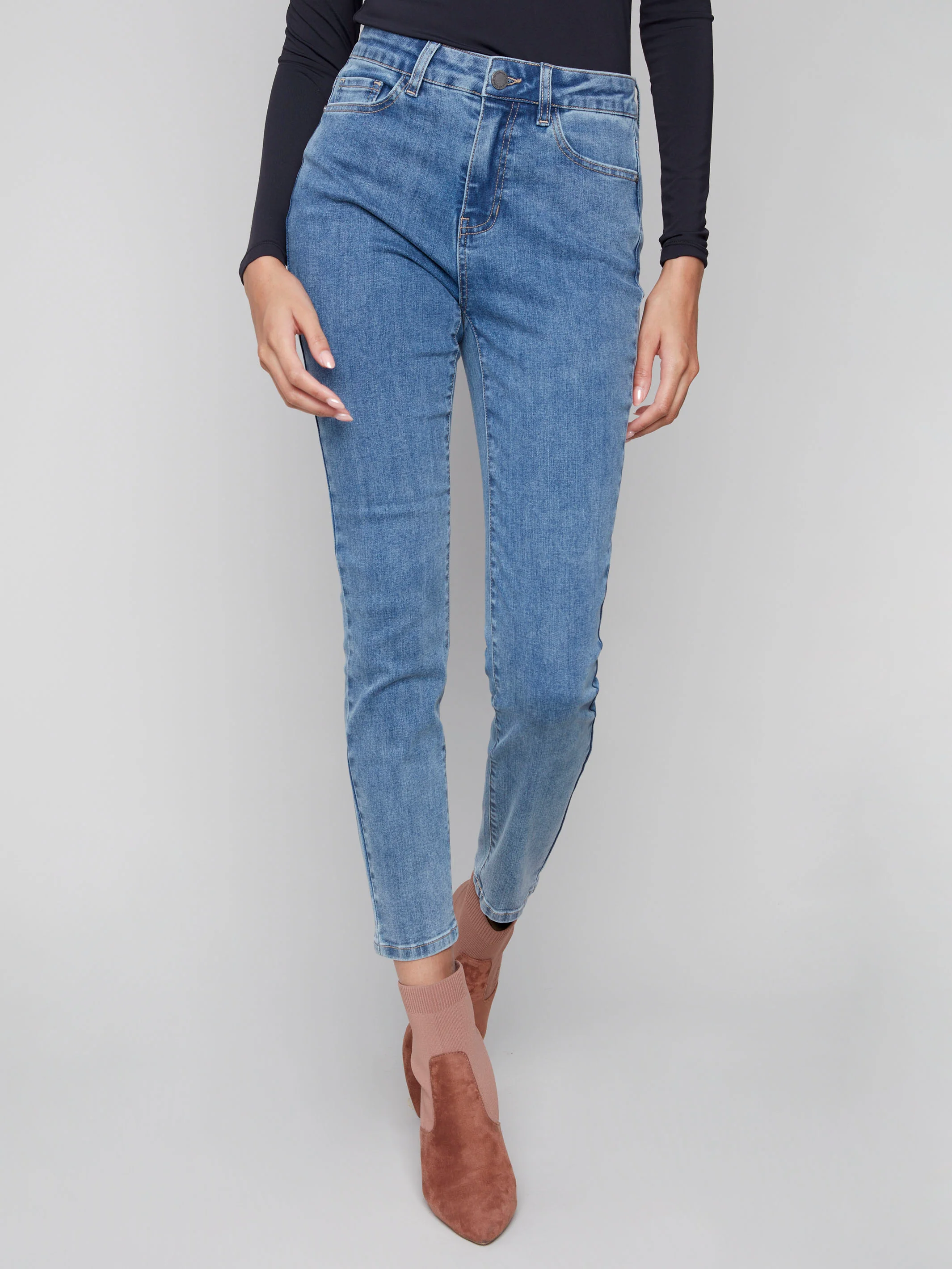 Claudia Slim Leg Jeans - Medium Blue - WHSBYS