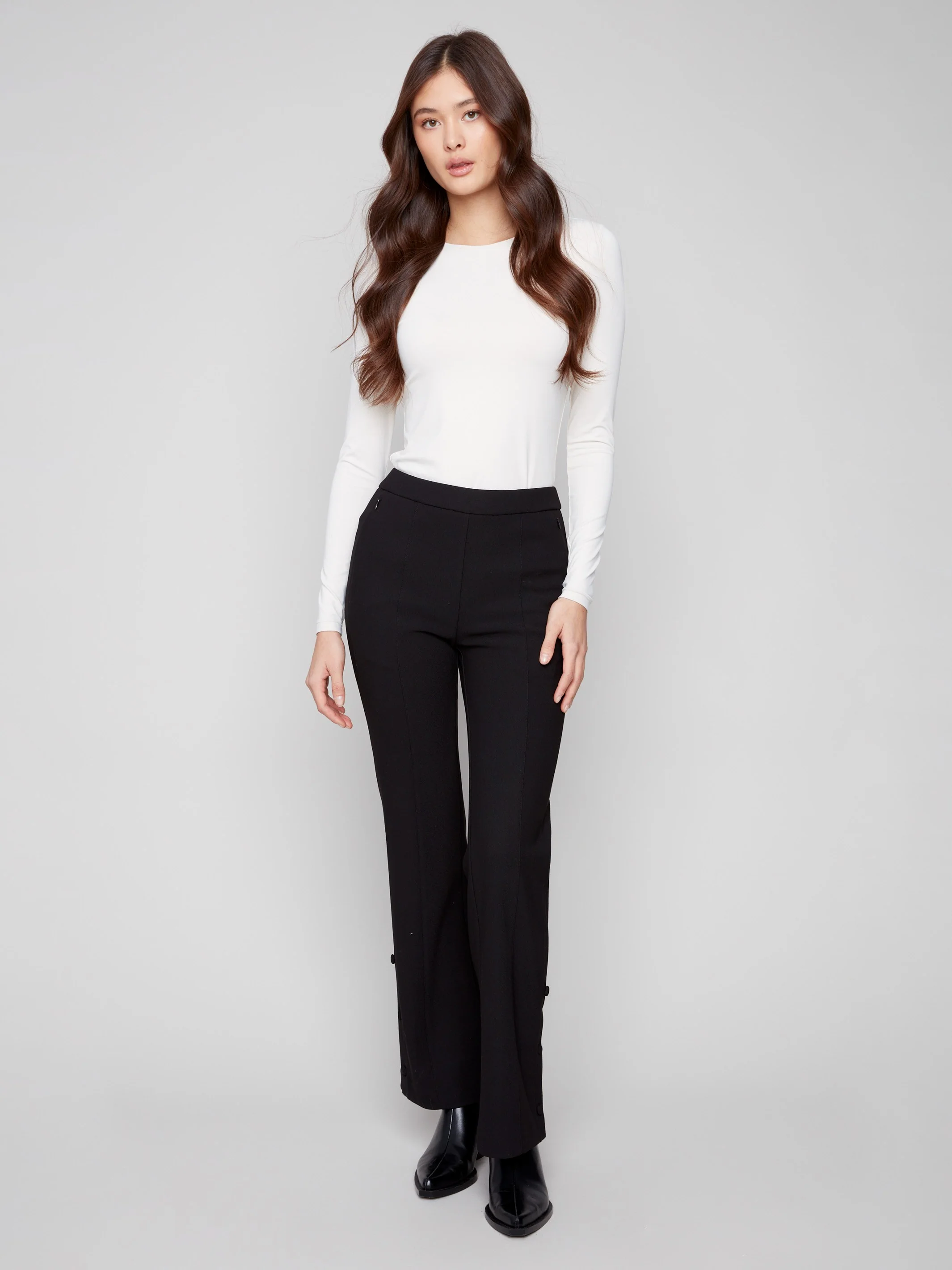 Gutsy Crepe Flare Pants - Black - WHSBYS