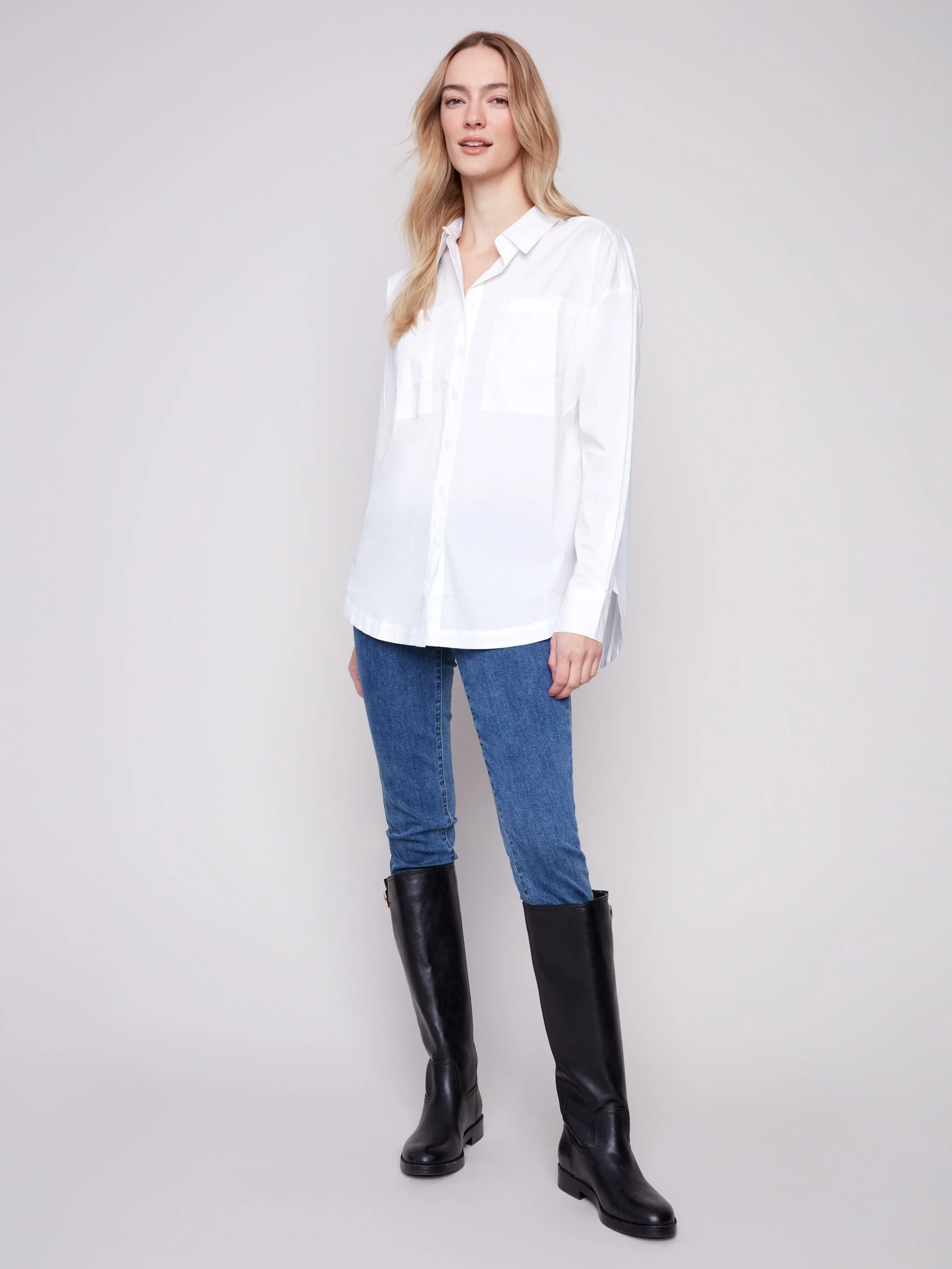 Loose Poplin Shirt - White - WHSBYS
