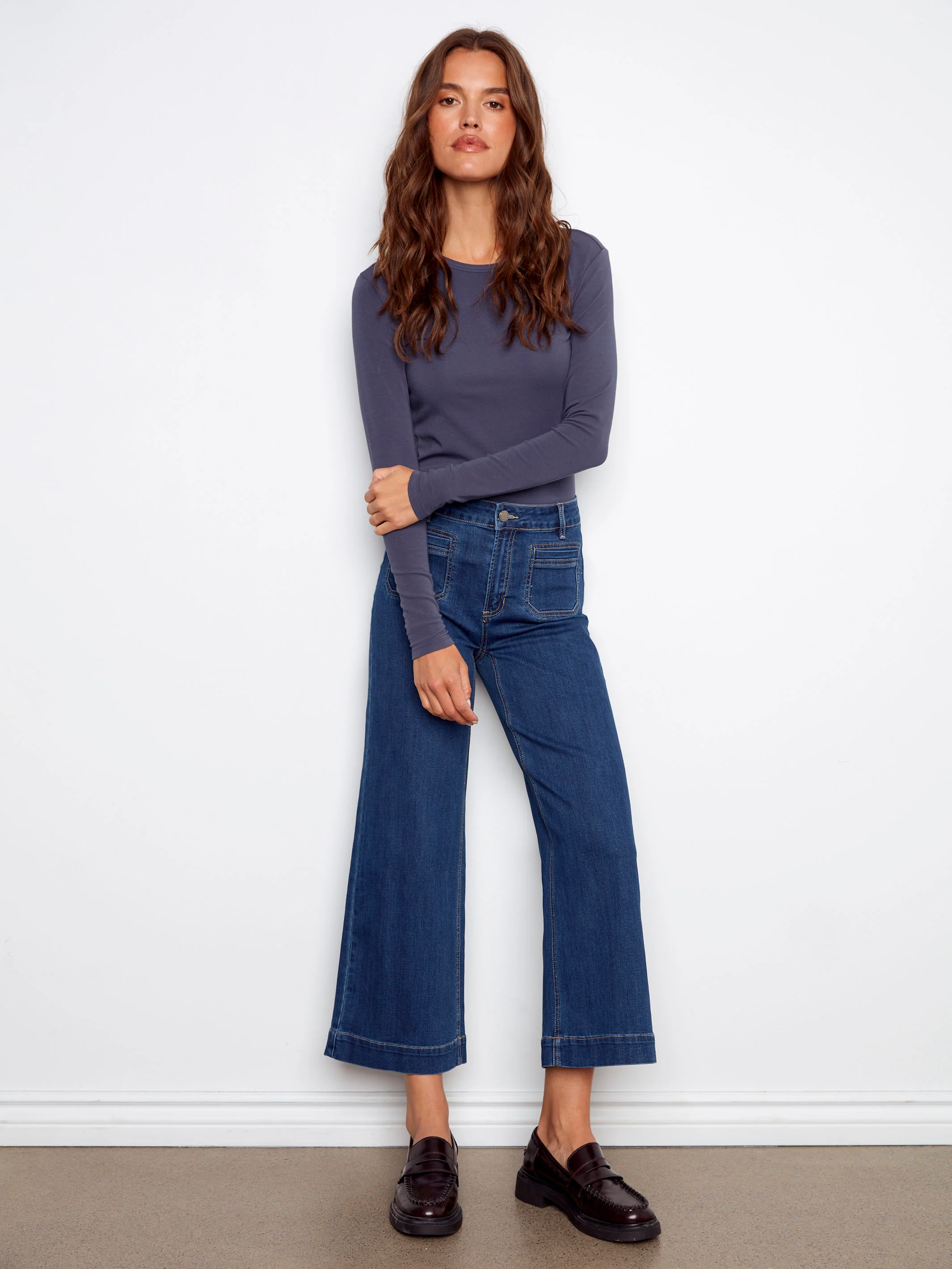 Patch Pocket Flare Jeans - Indigo - WHSBYS