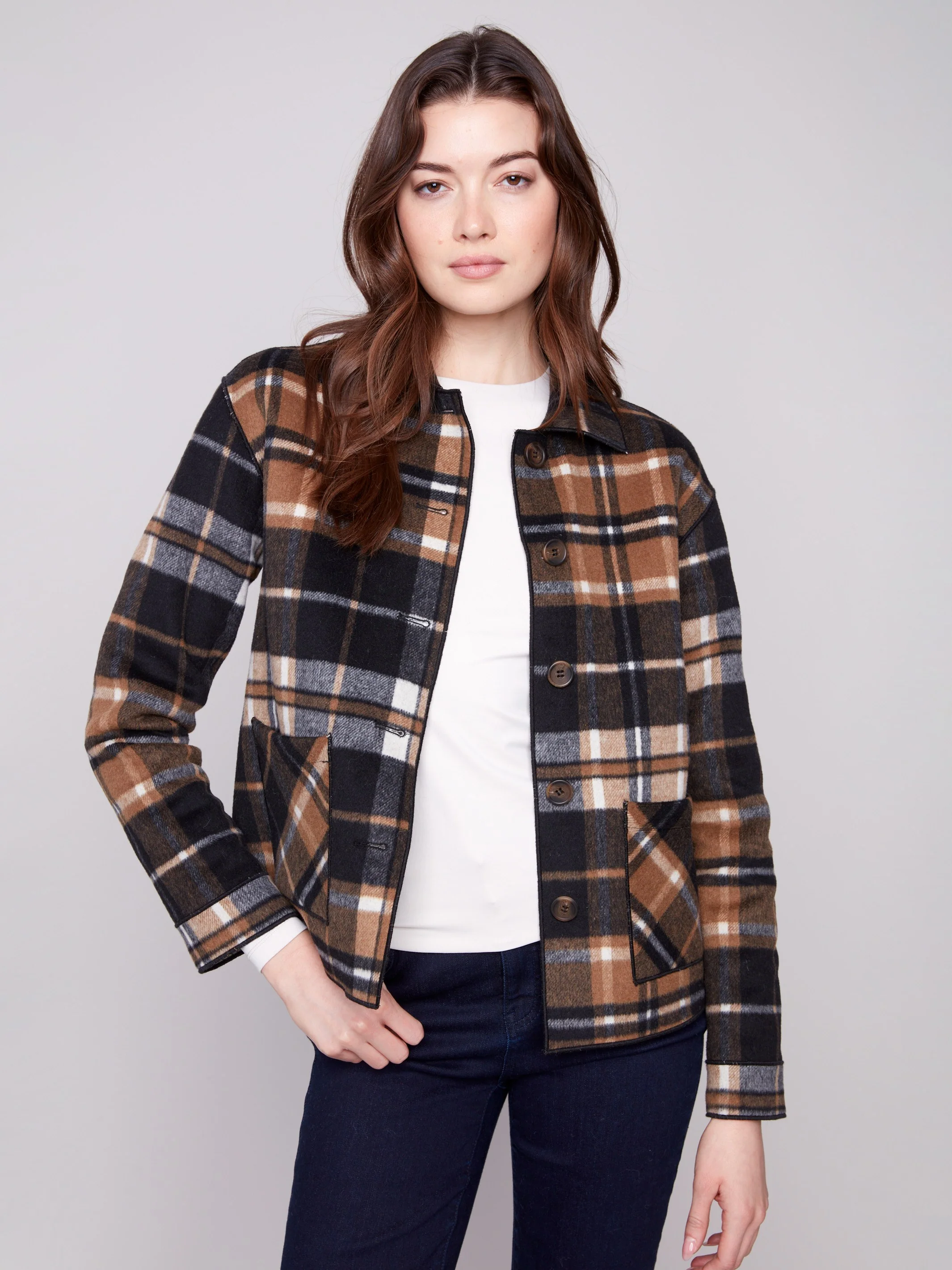Reversible Plaid Jacket - Cacao - WHSBYS