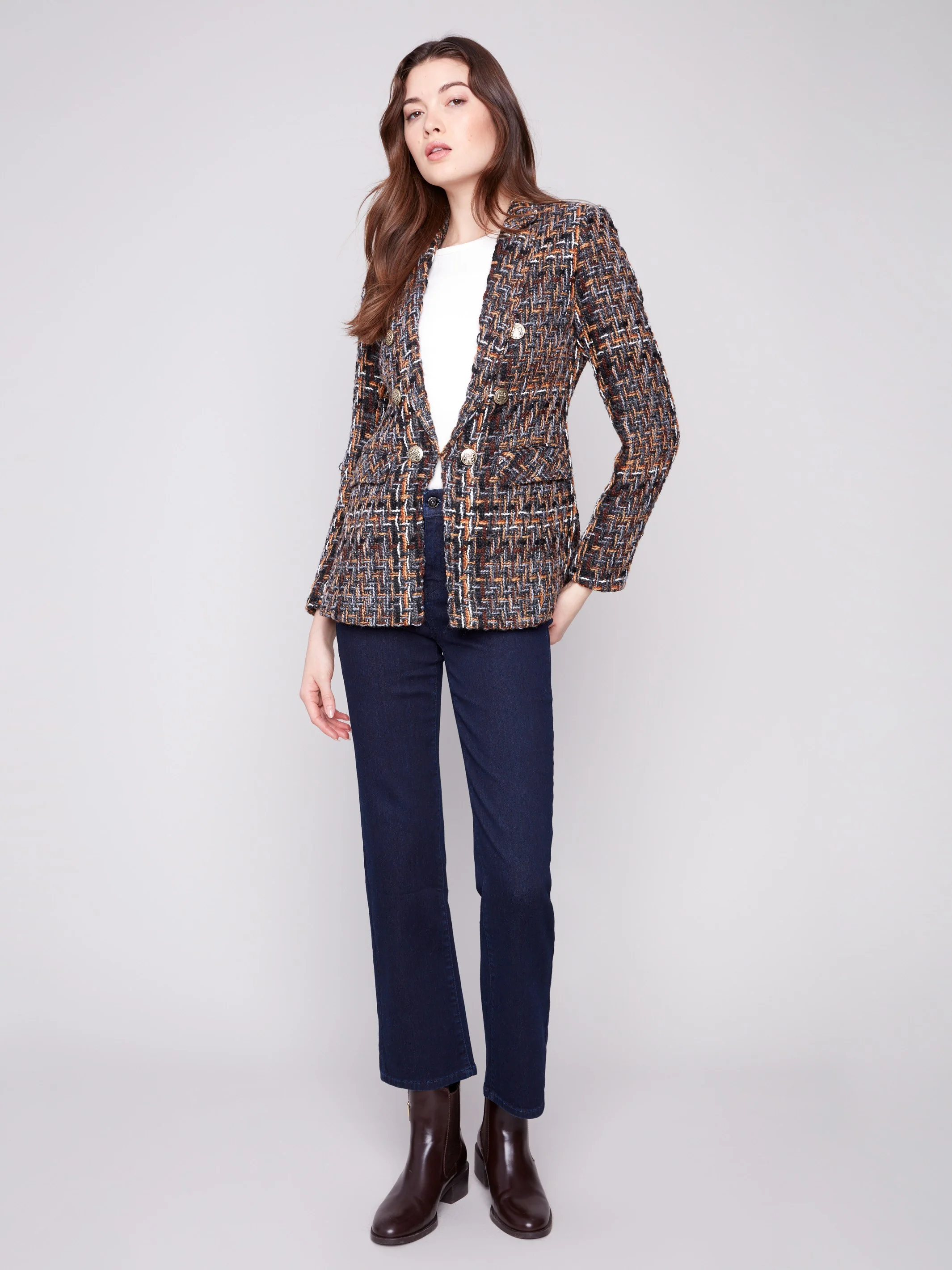 Chevron Tweed Blazer - Autumn - WHSBYS