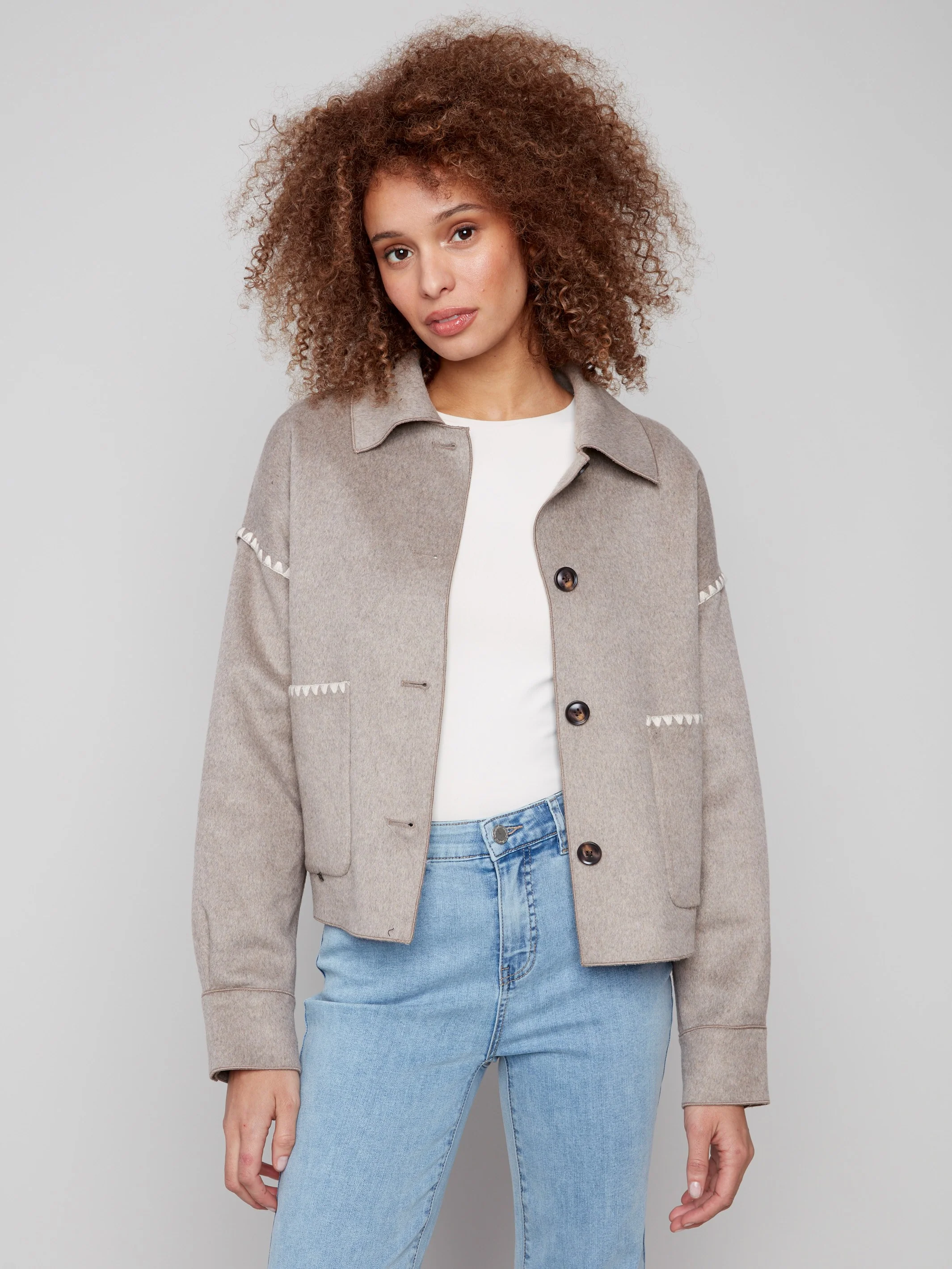Short Double-Faced Wool Jacket - Heather Oatmeal - WHSBYS