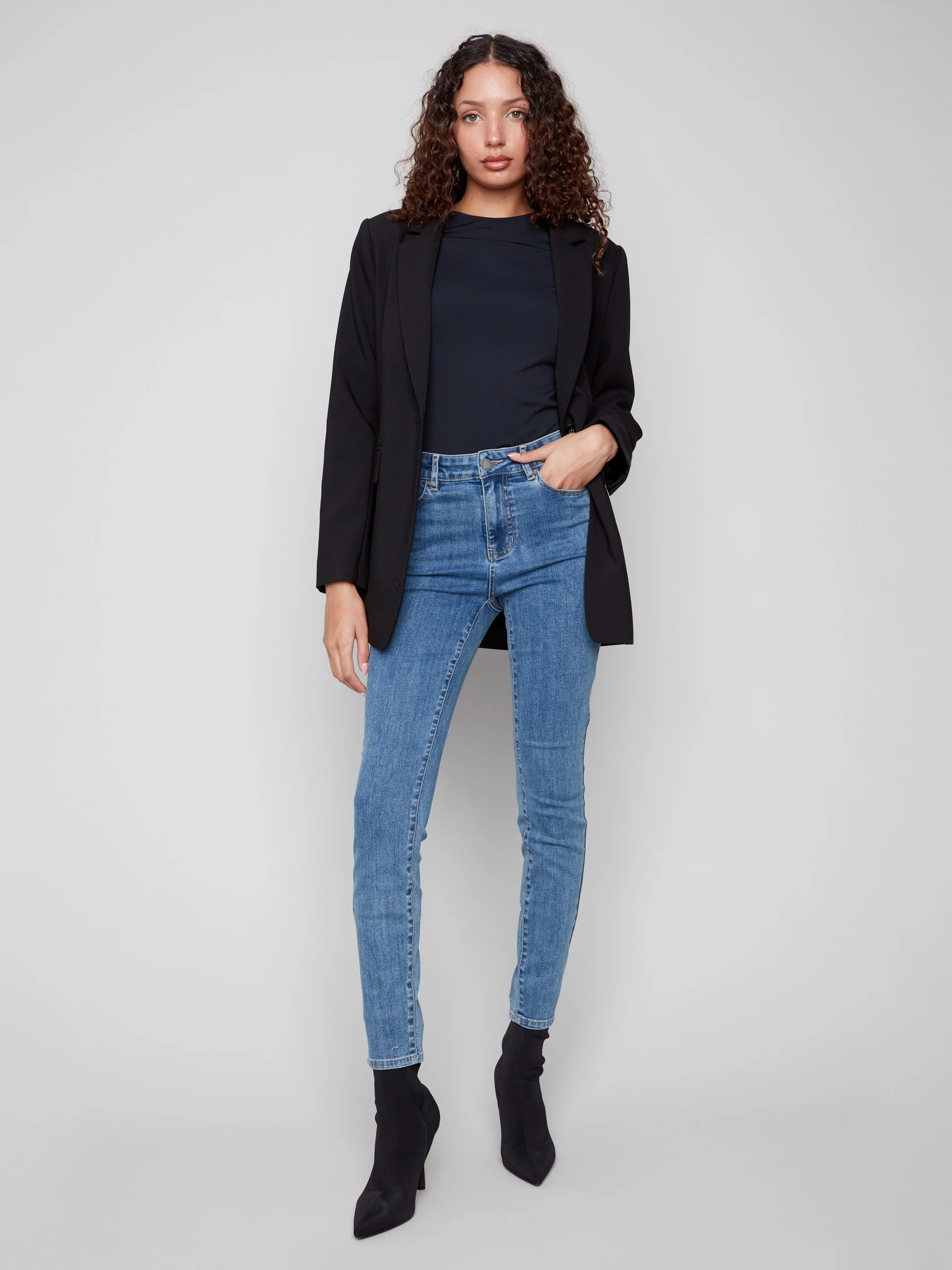 Blazer With Ruched Back - Black - WHSBYS