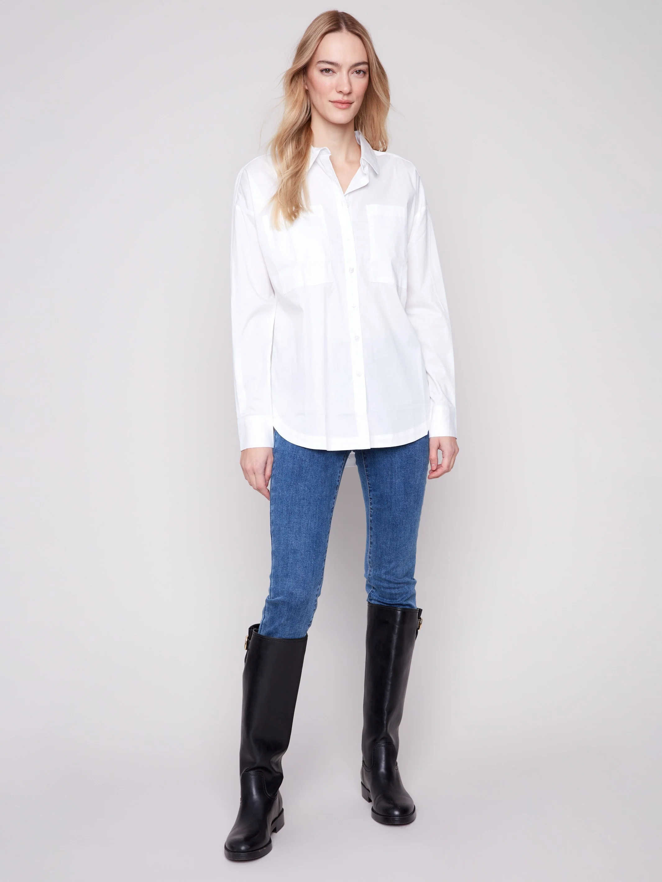 Loose Poplin Shirt - White - WHSBYS