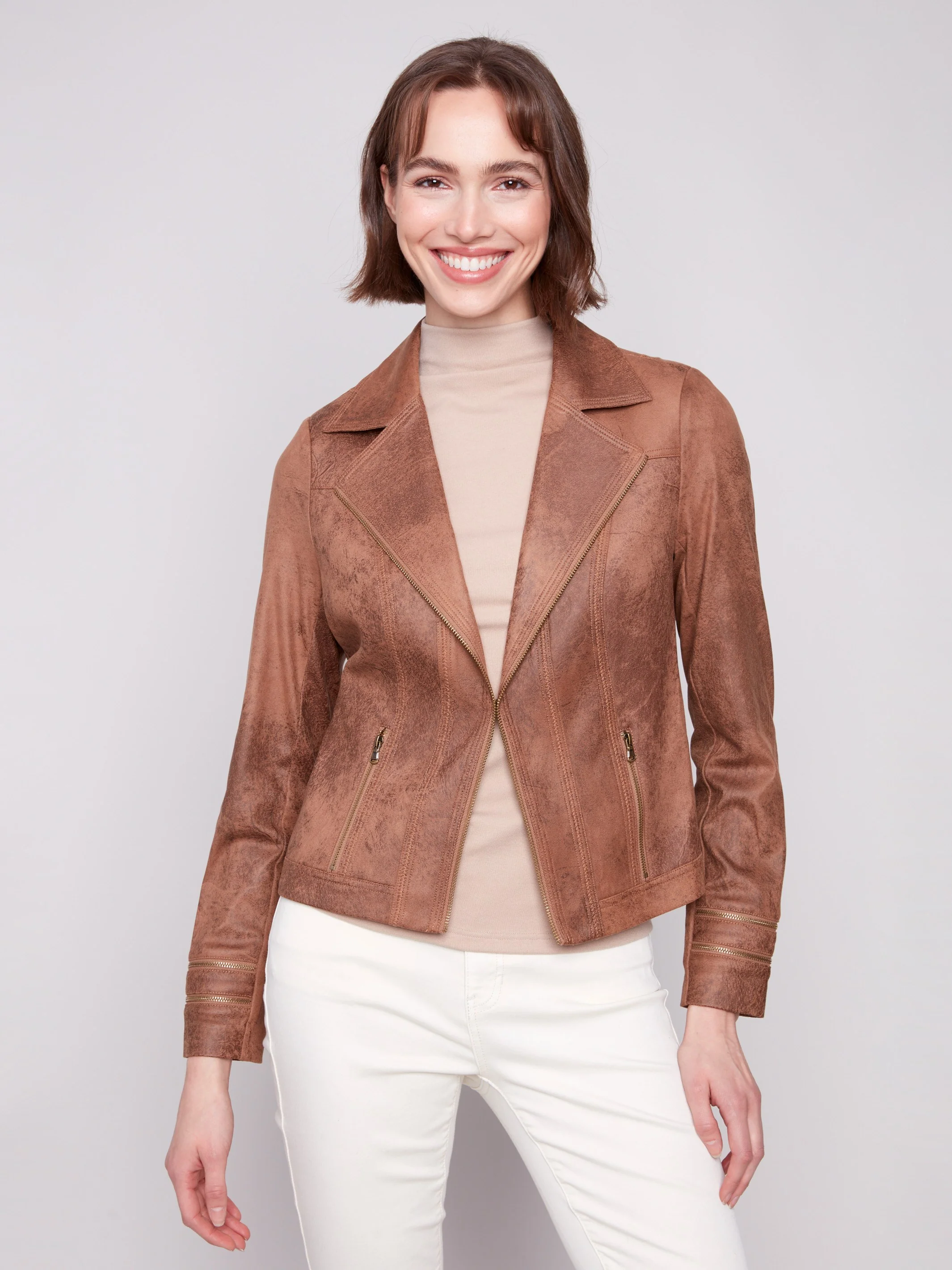 Vintage Faux Leather Jacket - Truffle - WHSBYS