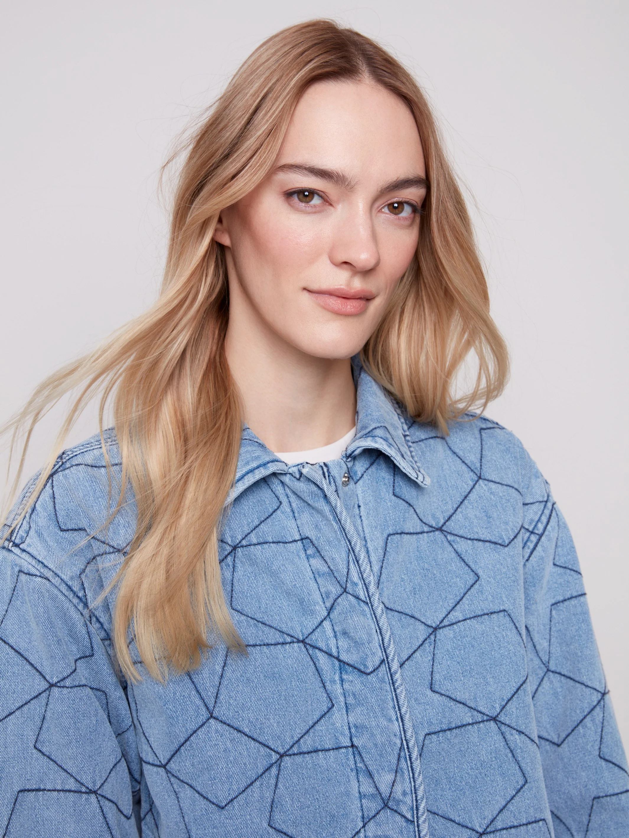 Star Quilted Denim Jacket - Light Blue - WHSBYS