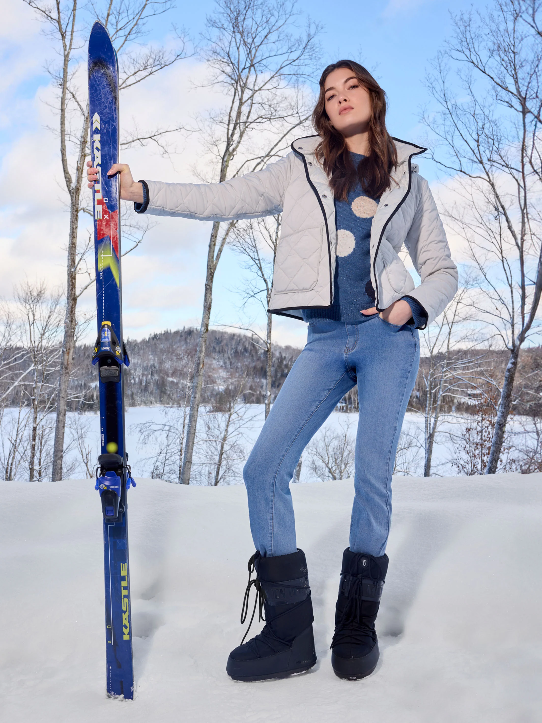 Quilted Puffer Jacket With Removable Hood - Almond - WHSBYS