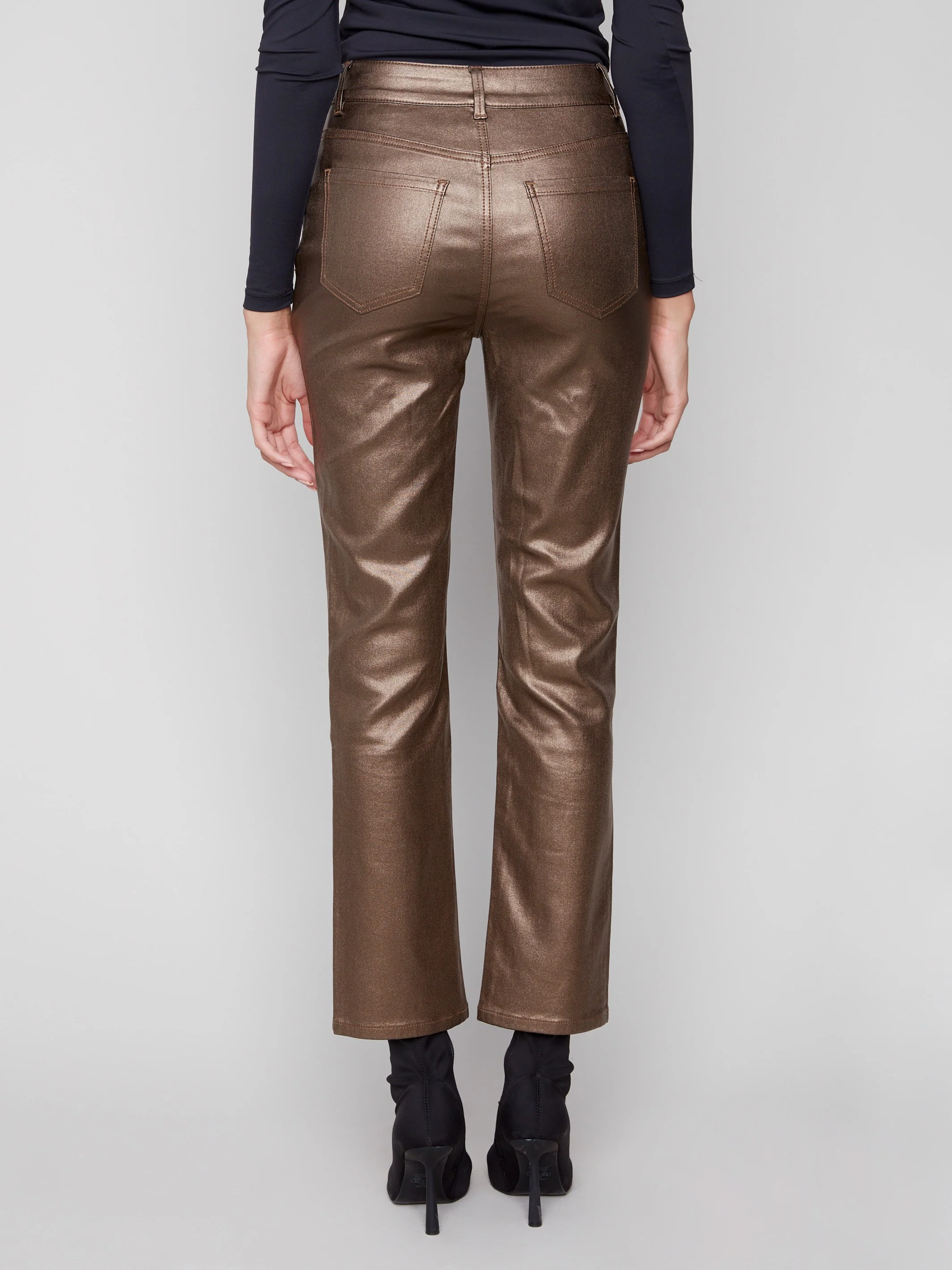 Slim Leg Metallic Wax Twill Pants - Copper - WHSBYS