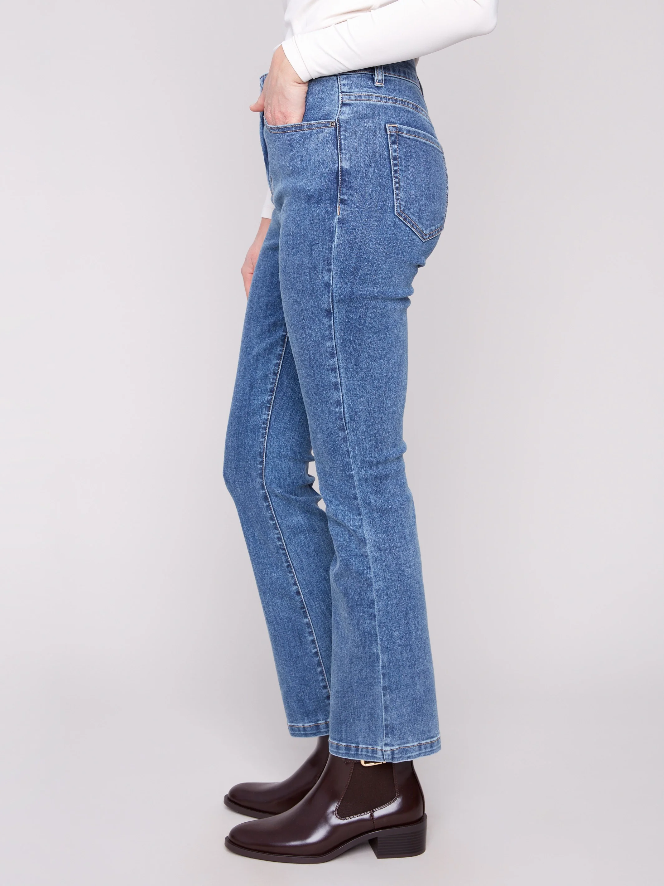 Bootcut Stretch Denim Pants - Medium Blue - WHSBYS