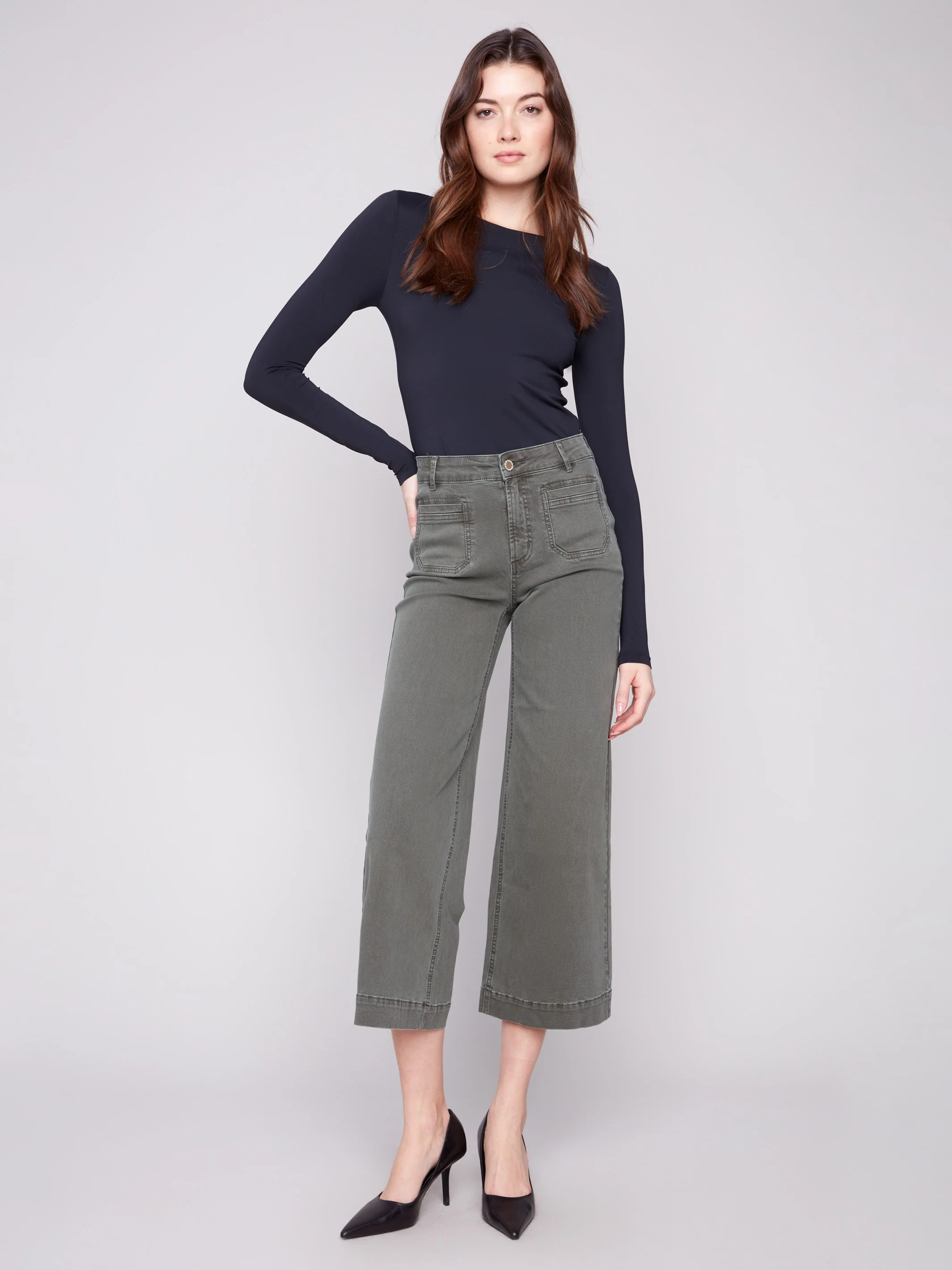 Patch Pocket Flare Twill Pants - Spruce - WHSBYS