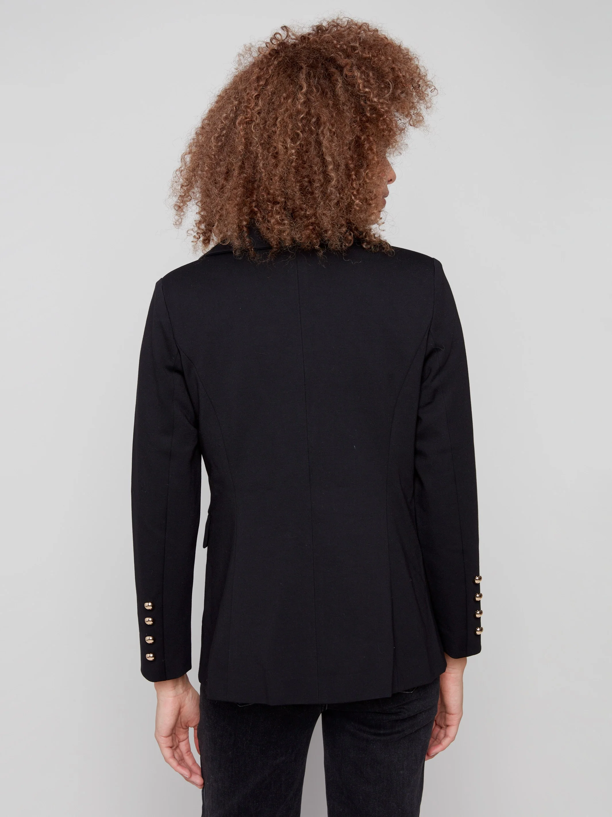 Ponte Blazer With Gold Buttons - Black - WHSBYS