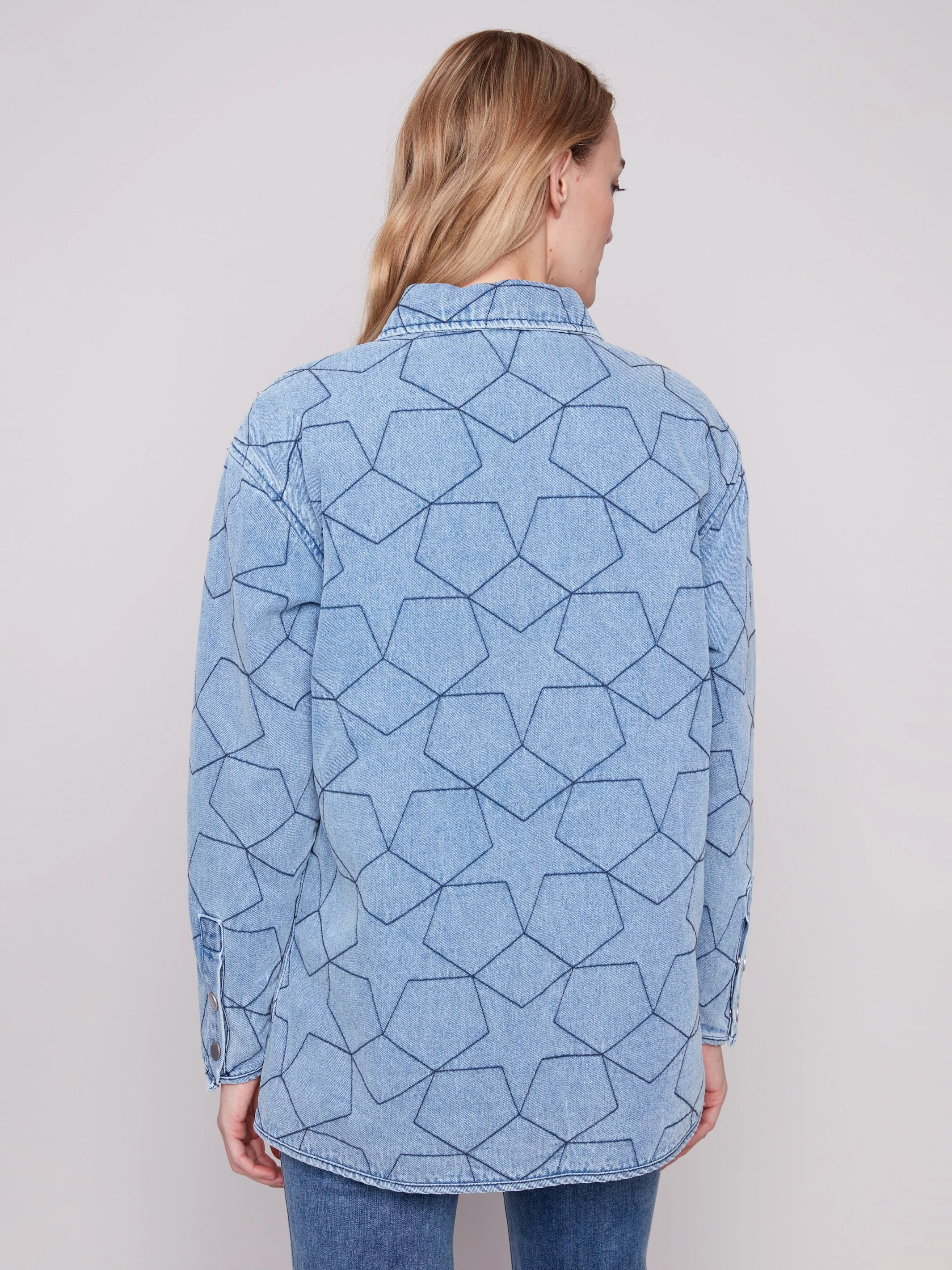 Star Quilted Denim Jacket - Light Blue - WHSBYS