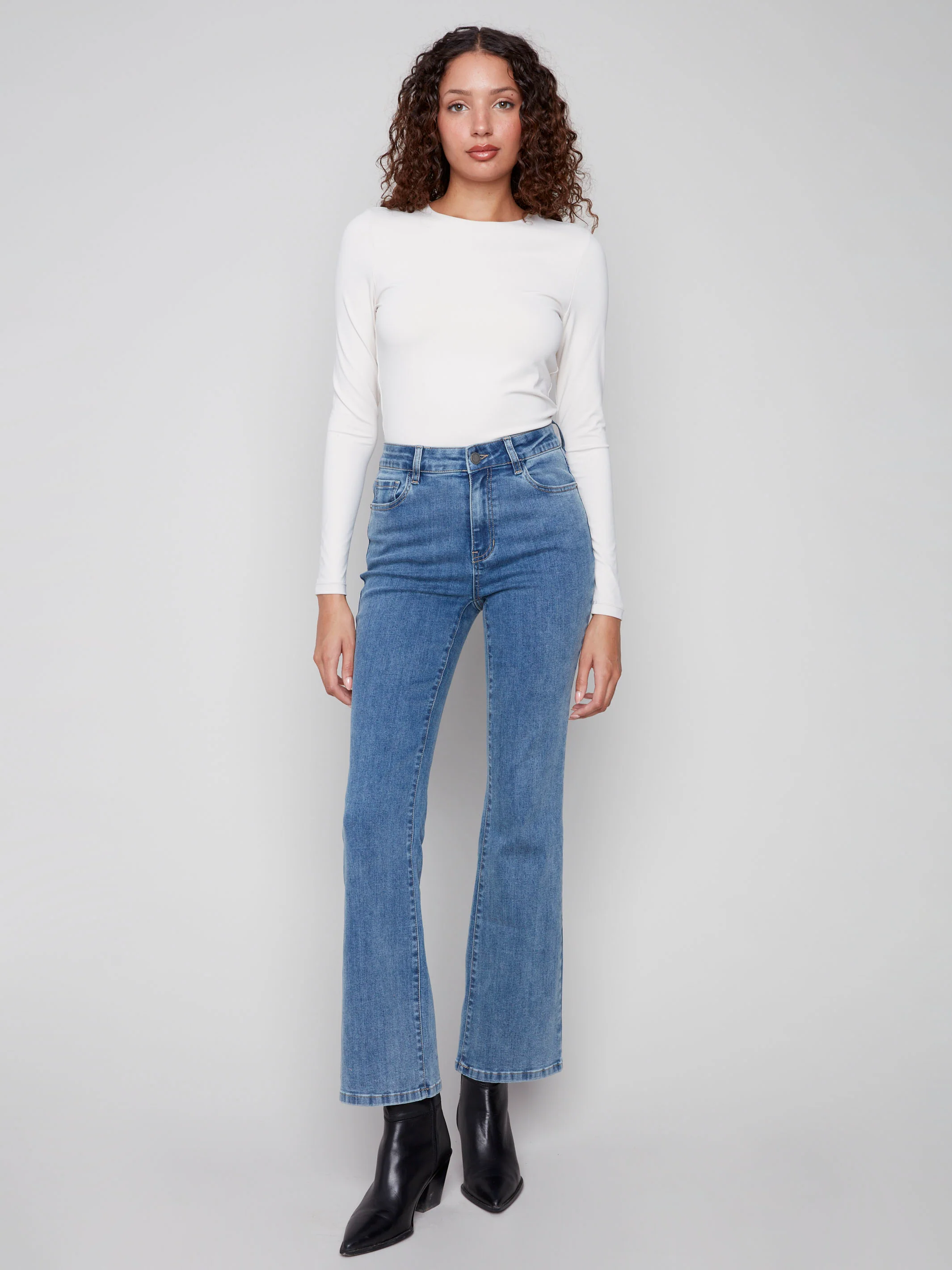 Celine Flare Leg Jeans - Medium Blue - WHSBYS