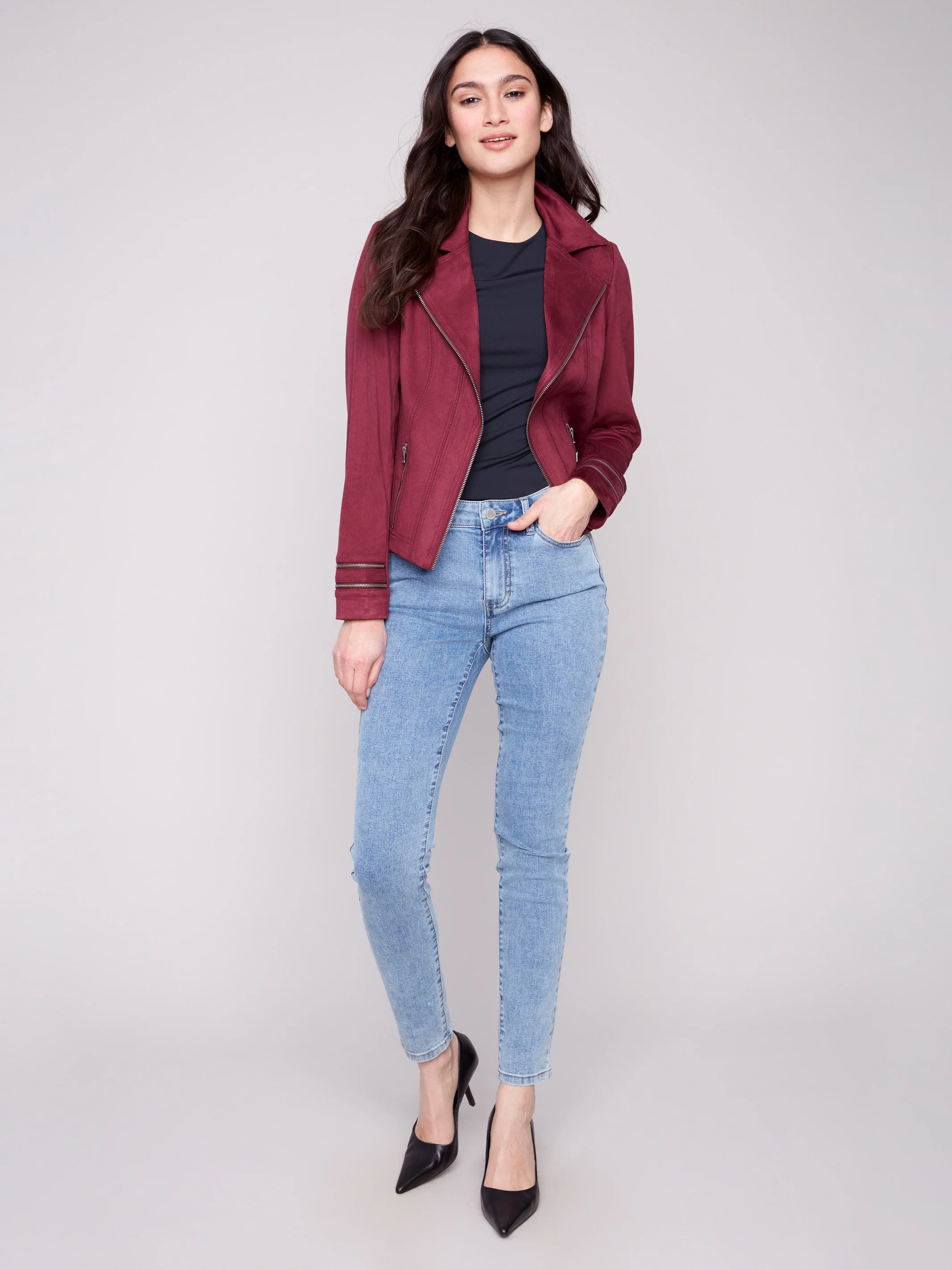 Vintage Faux Suede Jacket - Cabernet - WHSBYS