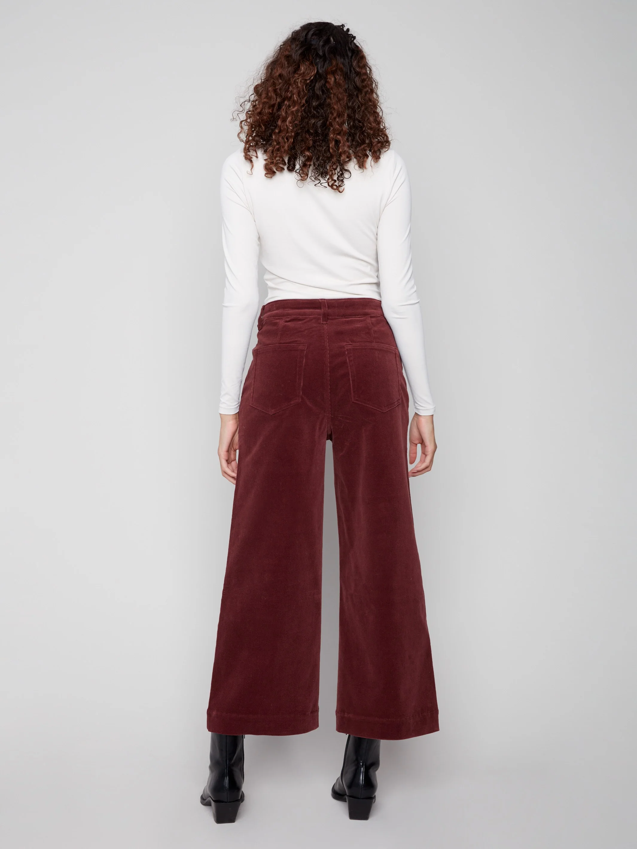 Patch Pocket Flare Corduroy Pants - Cabernet - WHSBYS