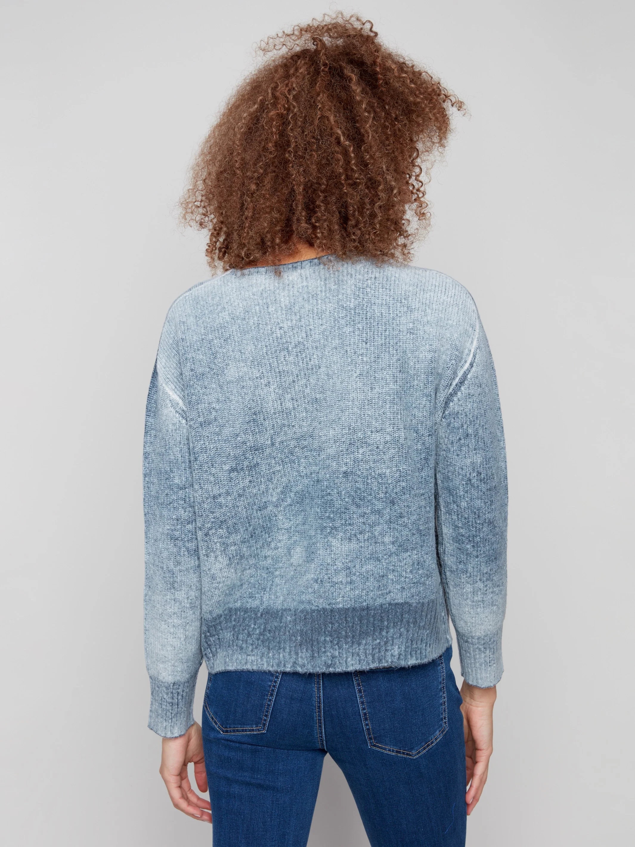 Fancy Stitch Crew Neck Sweater - Denim - WHSBYS