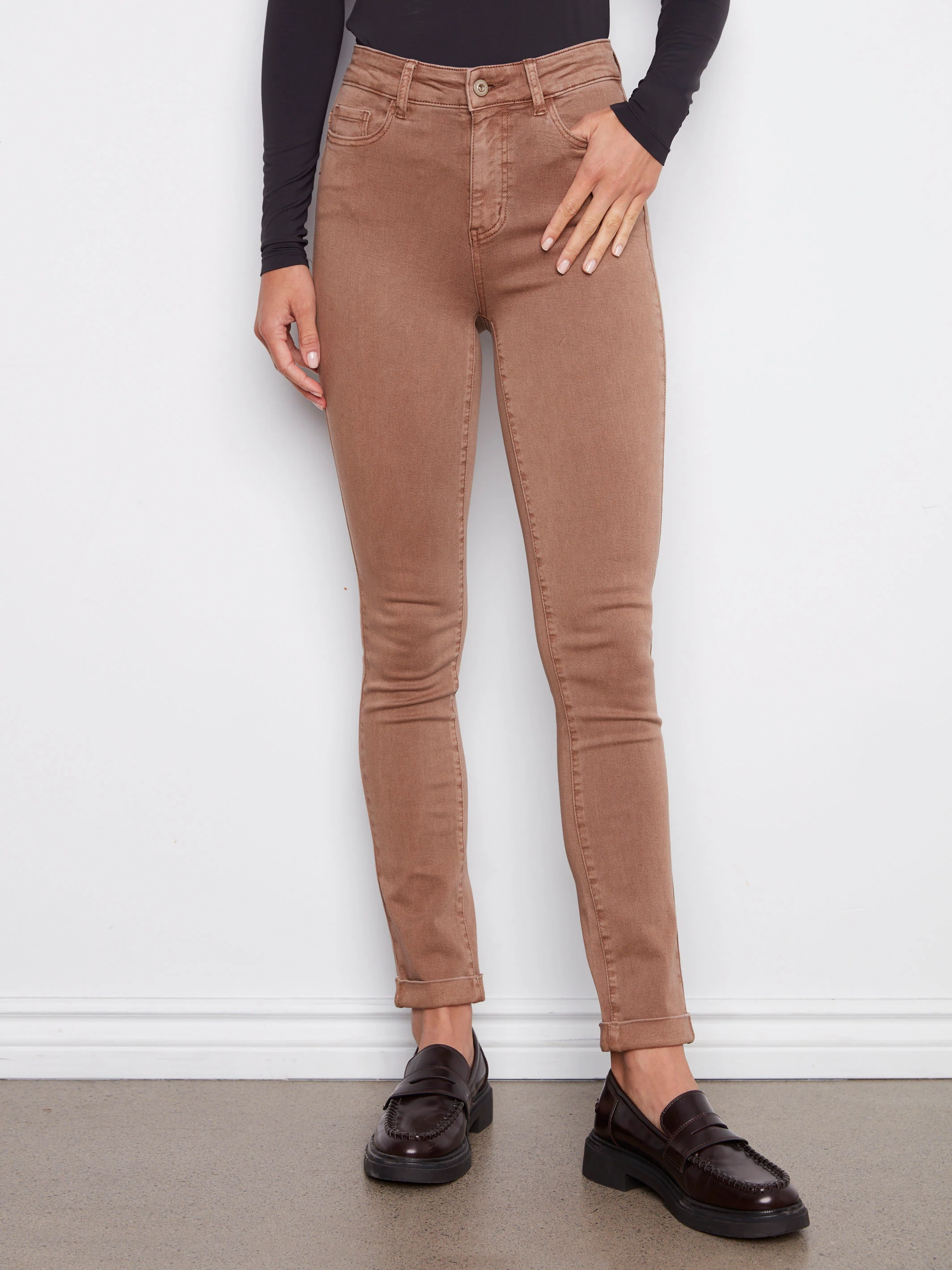 Cuffed Hem Twill Jeans - Truffle - WHSBYS
