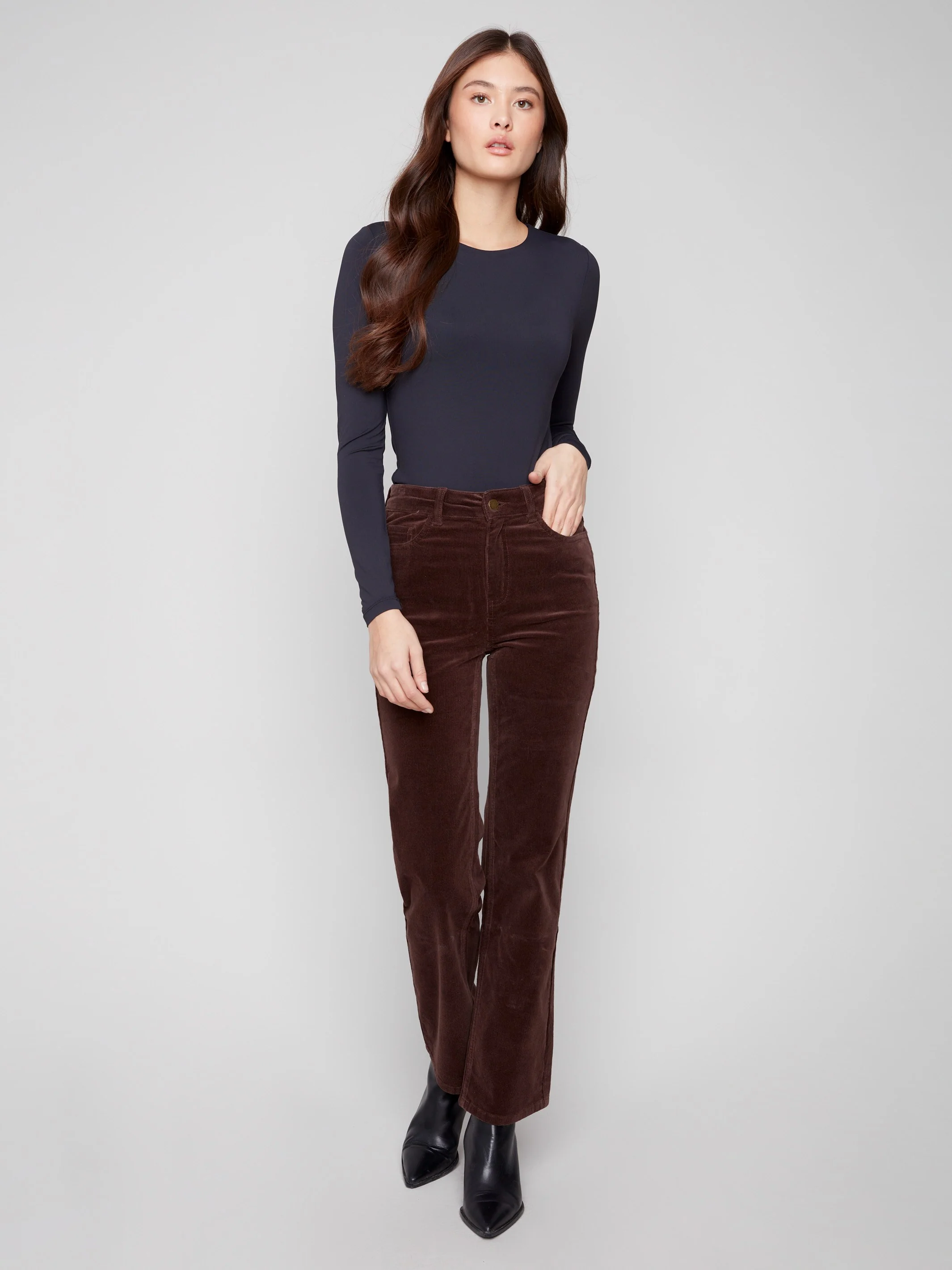 Straight Leg Corduroy Pants - Mocha - WHSBYS