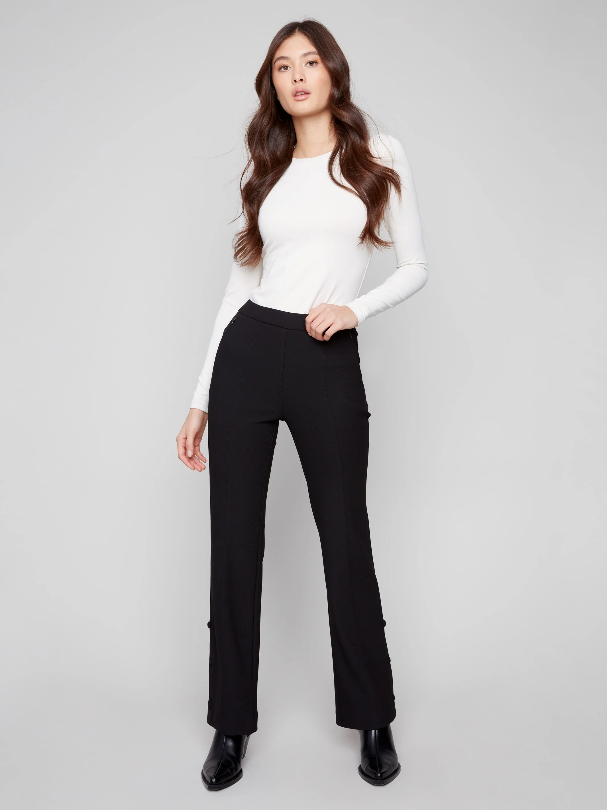 Gutsy Crepe Flare Pants - Black - WHSBYS