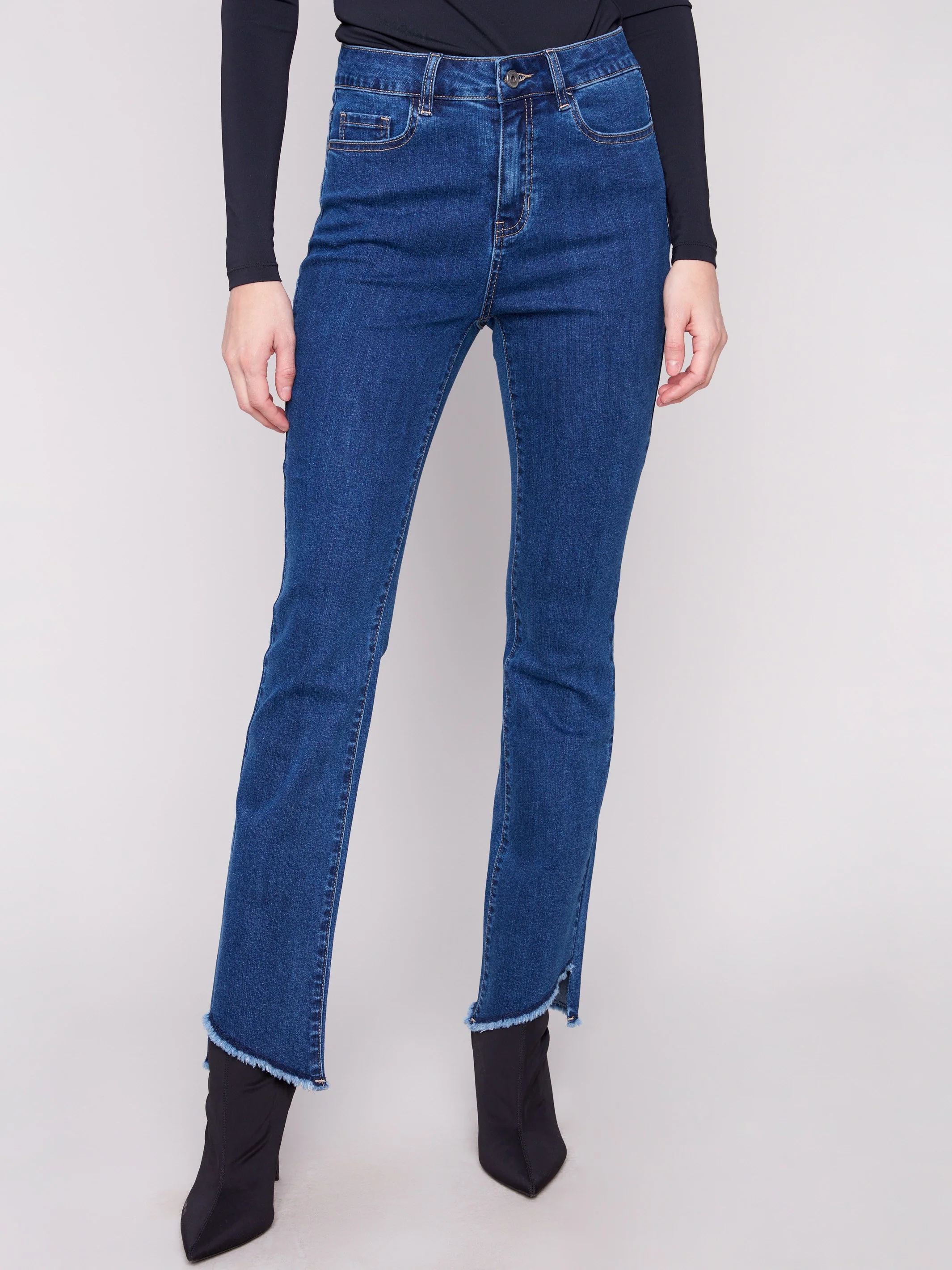 Bootcut Jeans With Asymmetrical Hem - Indigo - WHSBYS