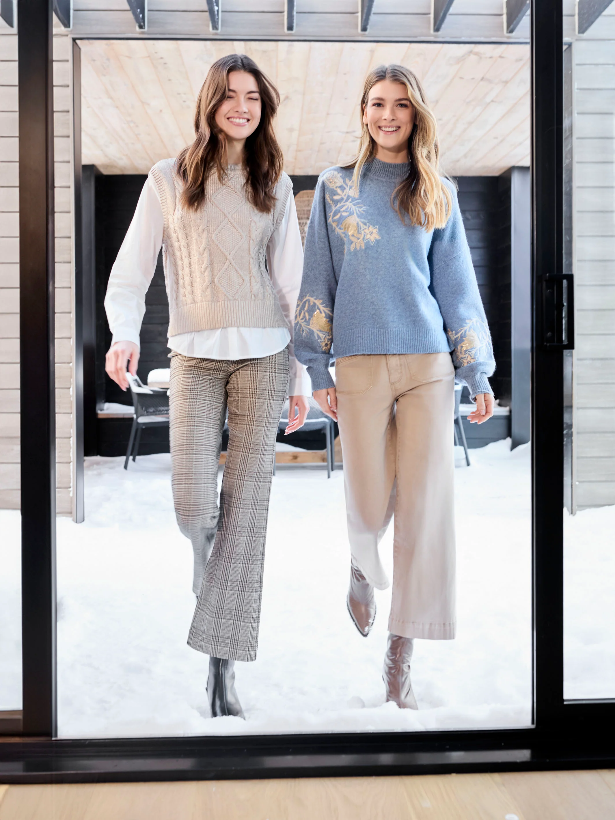 Mock Neck Sweater with Sequin Detail - Heather Denim - WHSBYS