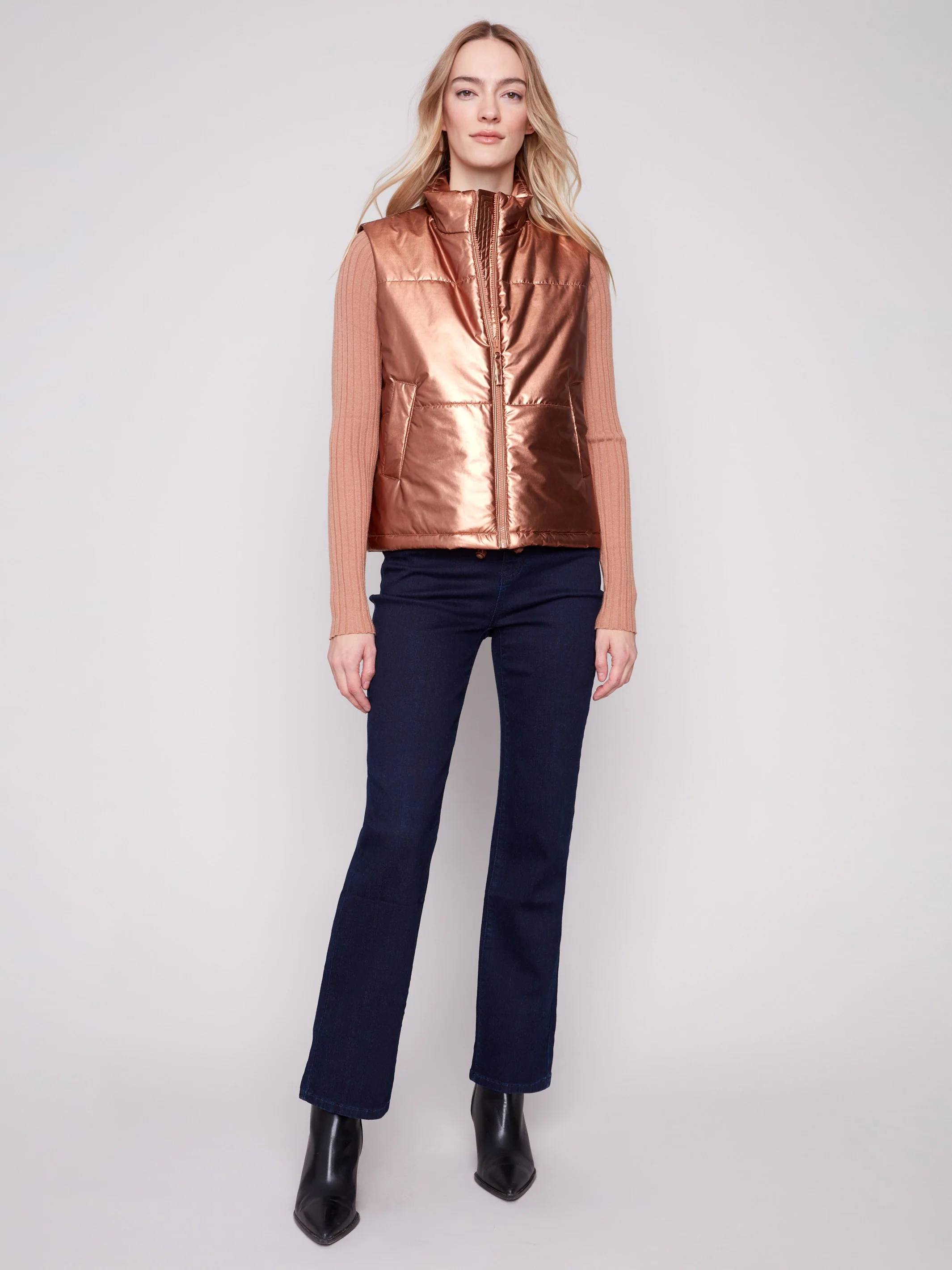Metallic Short Vest - Copper - WHSBYS