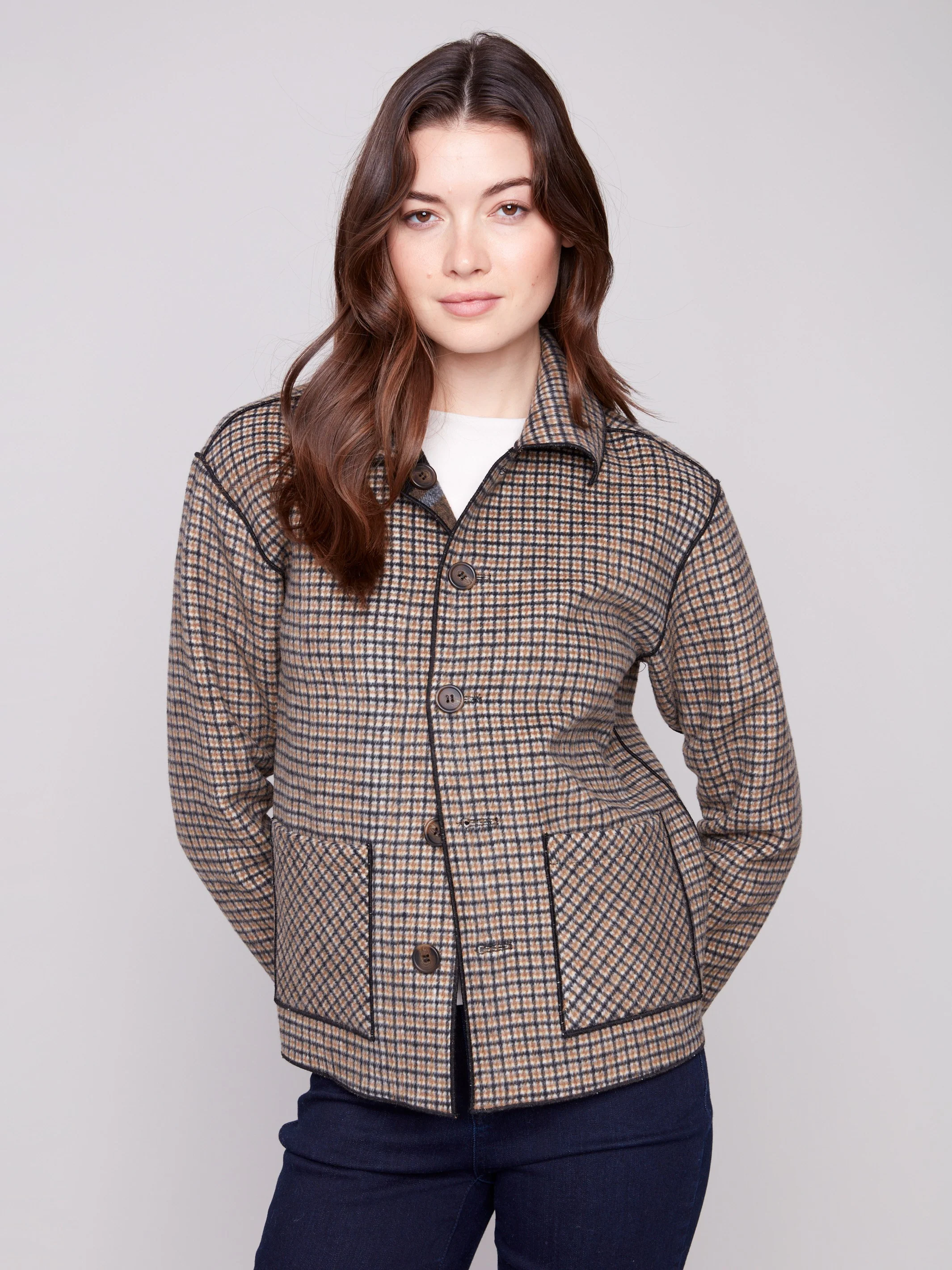 Reversible Plaid Jacket - Cacao - WHSBYS