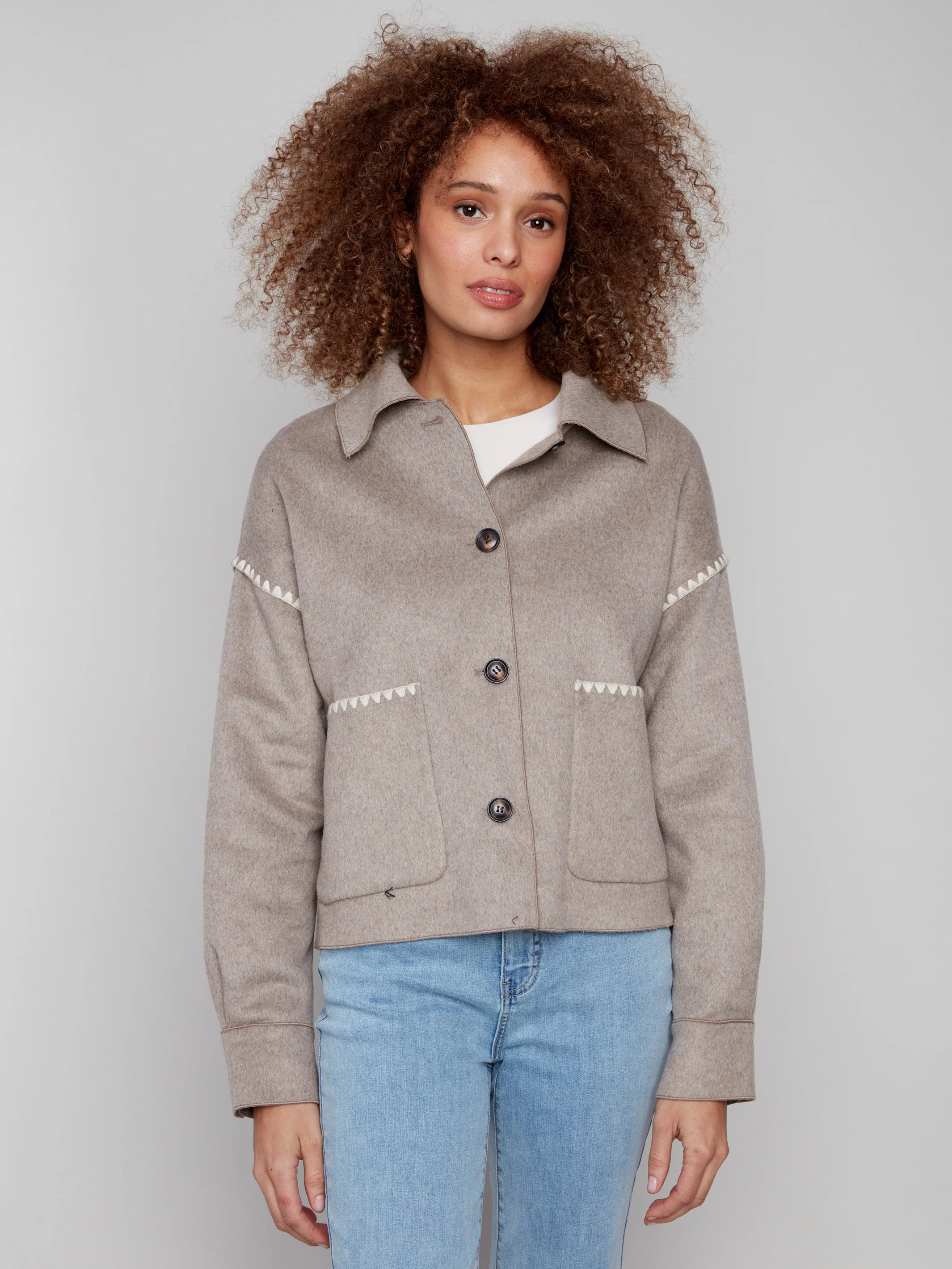 Short Double-Faced Wool Jacket - Heather Oatmeal - WHSBYS