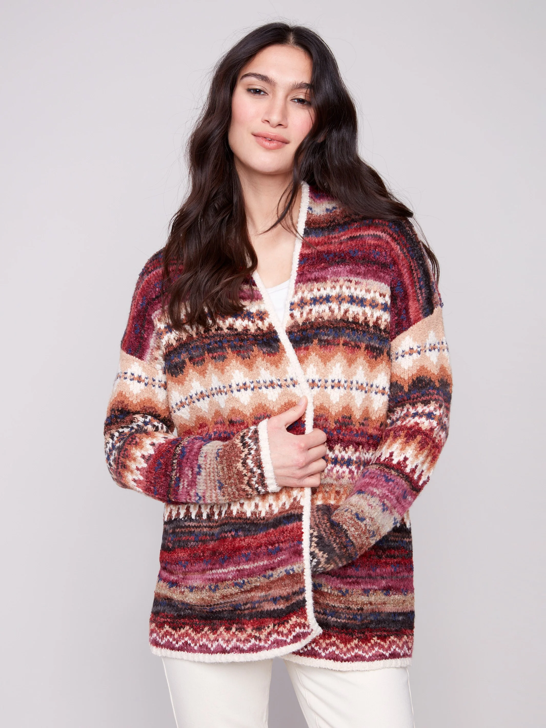 Space Dye Jacquard Cardigan - Jewel - WHSBYS