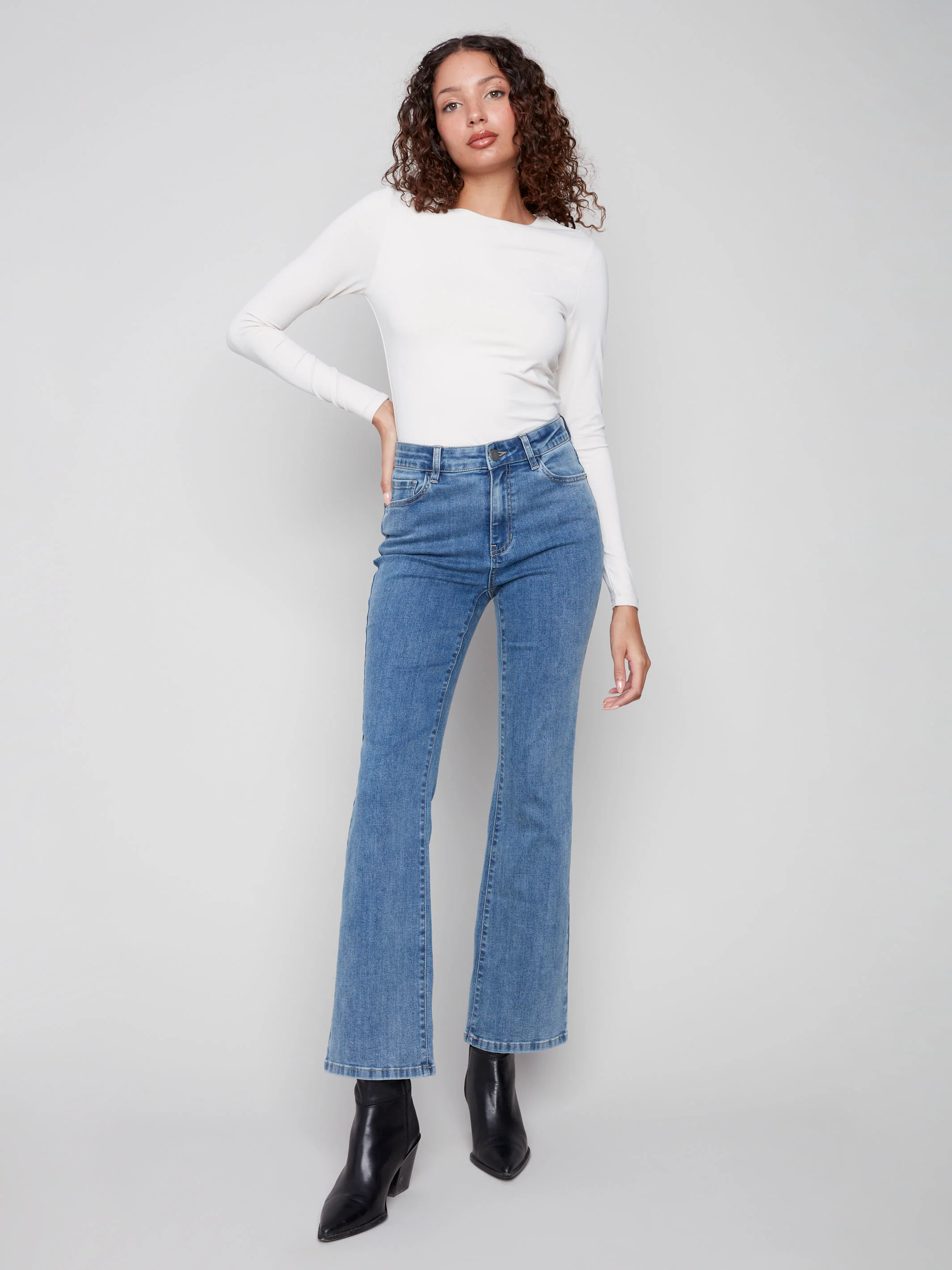 Celine Flare Leg Jeans - Medium Blue - WHSBYS
