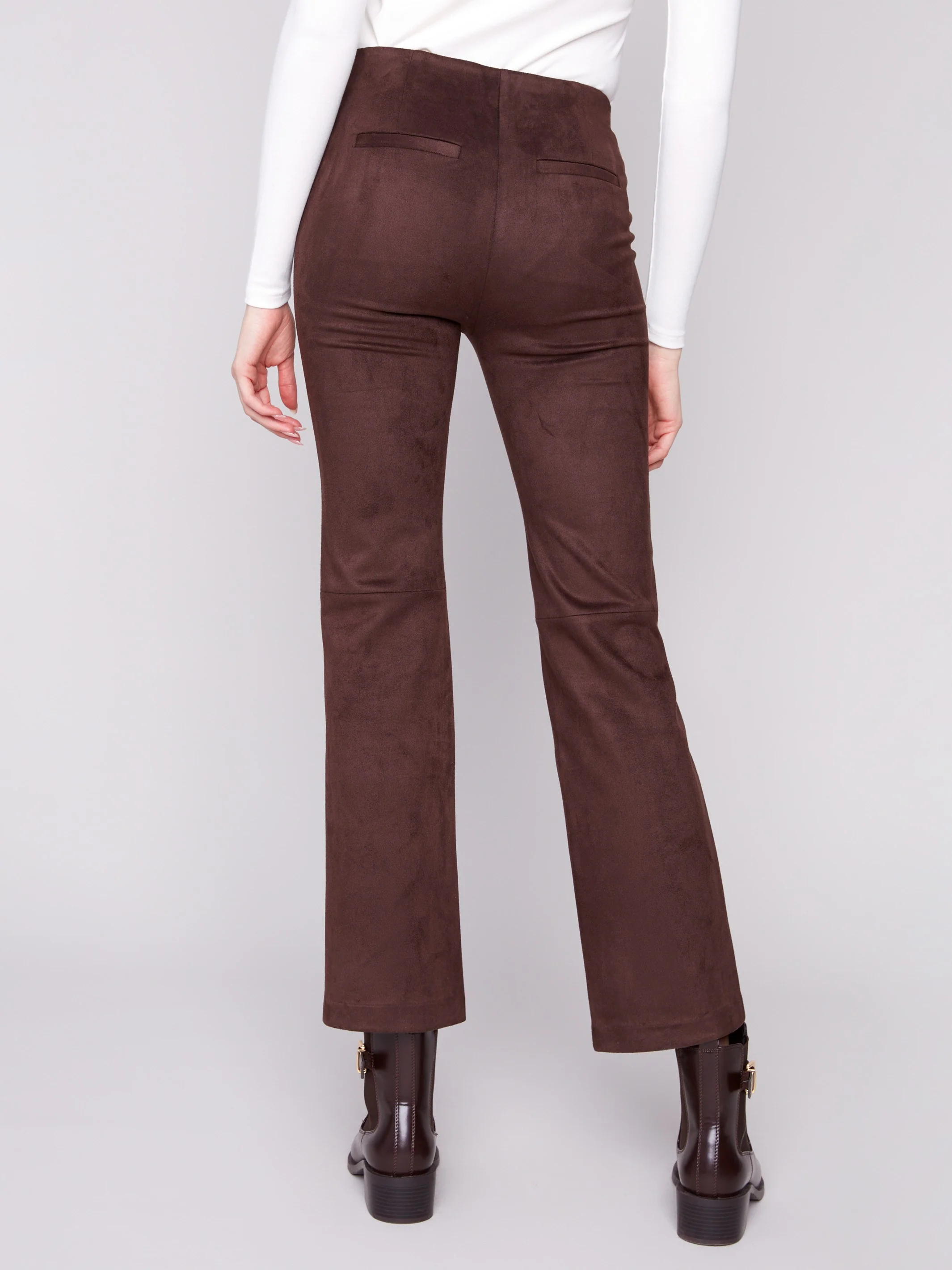 Faux Suede Pull-On Pants - Mocha - WHSBYS