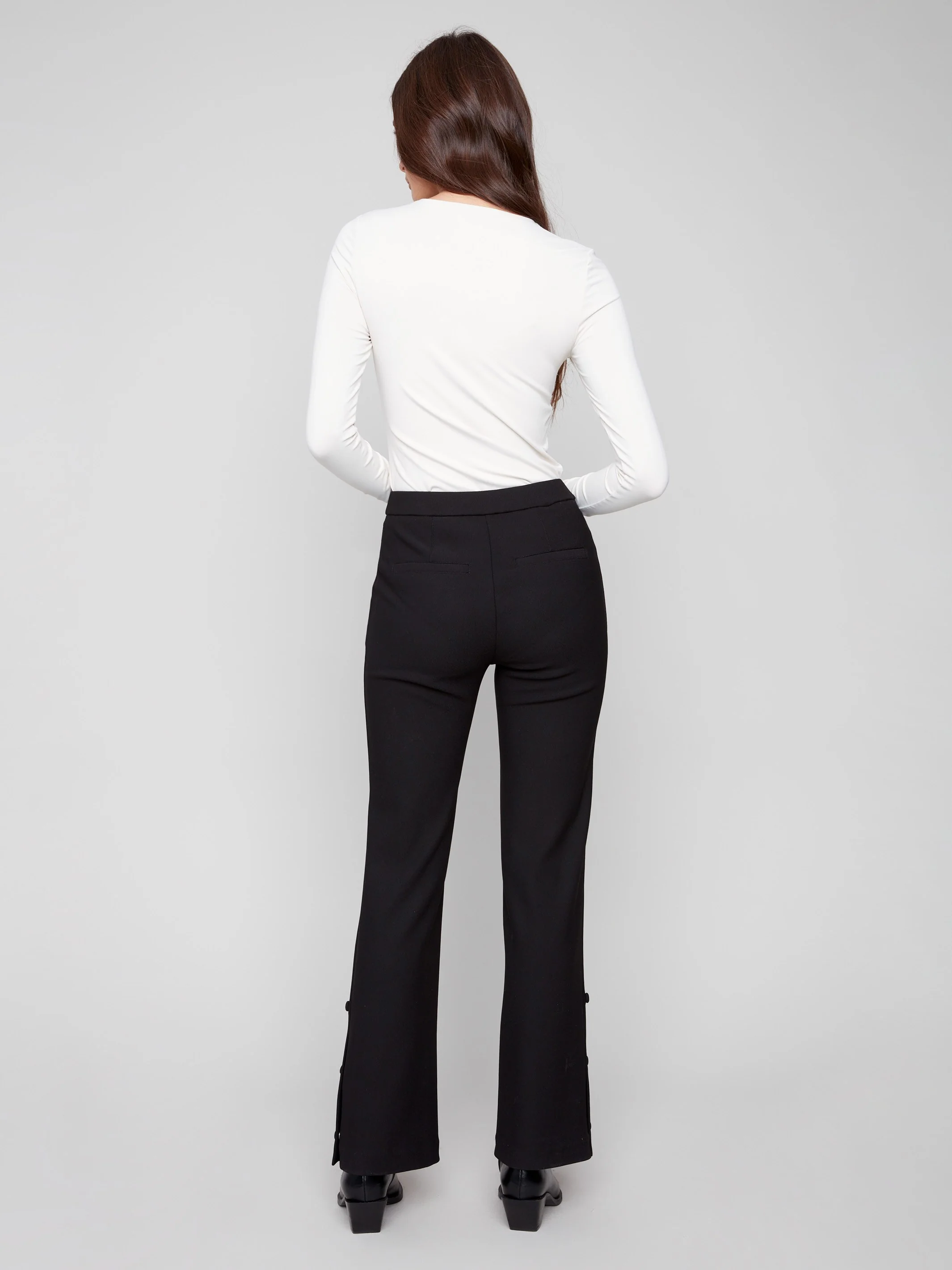 Gutsy Crepe Flare Pants - Black - WHSBYS