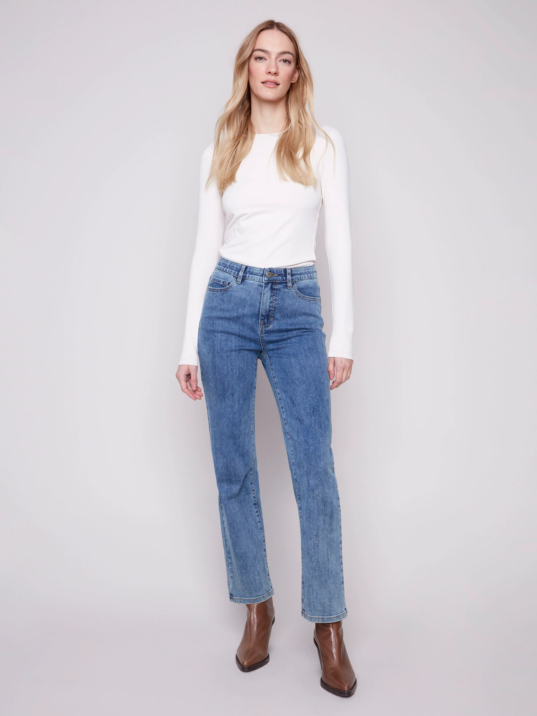 Charlotte Straight Leg Jeans - Medium Blue - WHSBYS