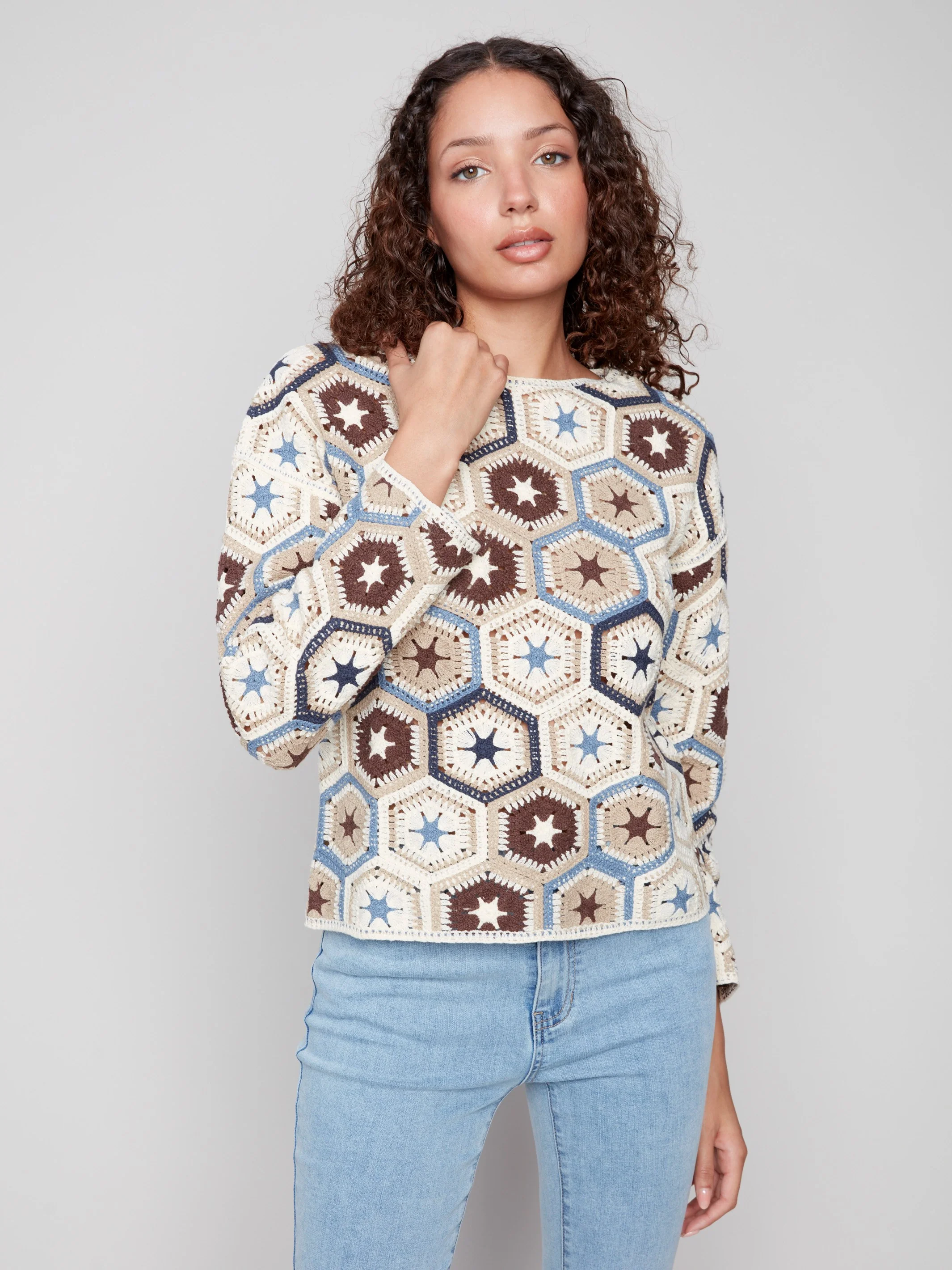 Crochet Boat Neck Top - Oxford - WHSBYS