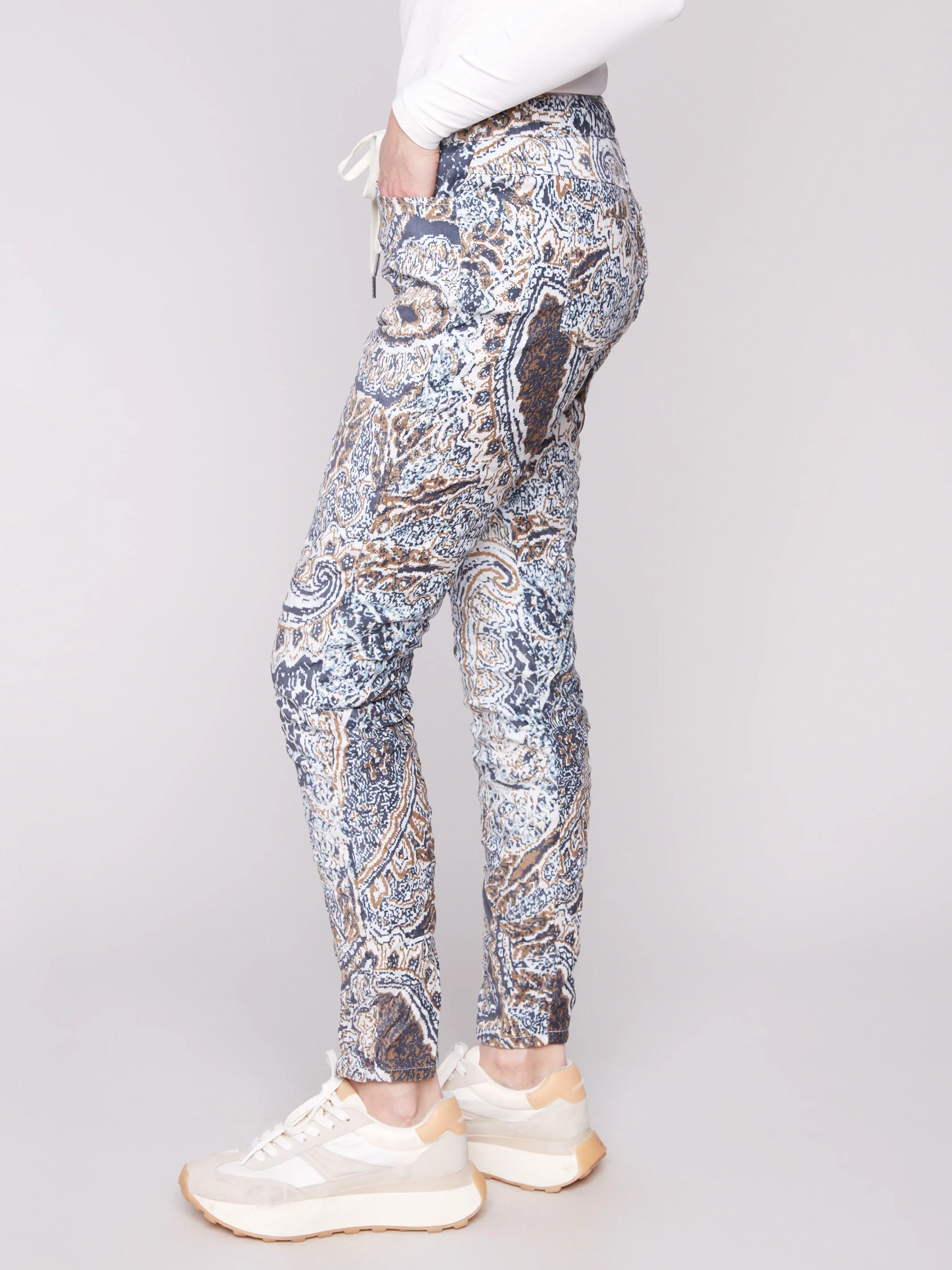 Printed Crinkle Suede Jogger Pants - Bohemian - WHSBYS