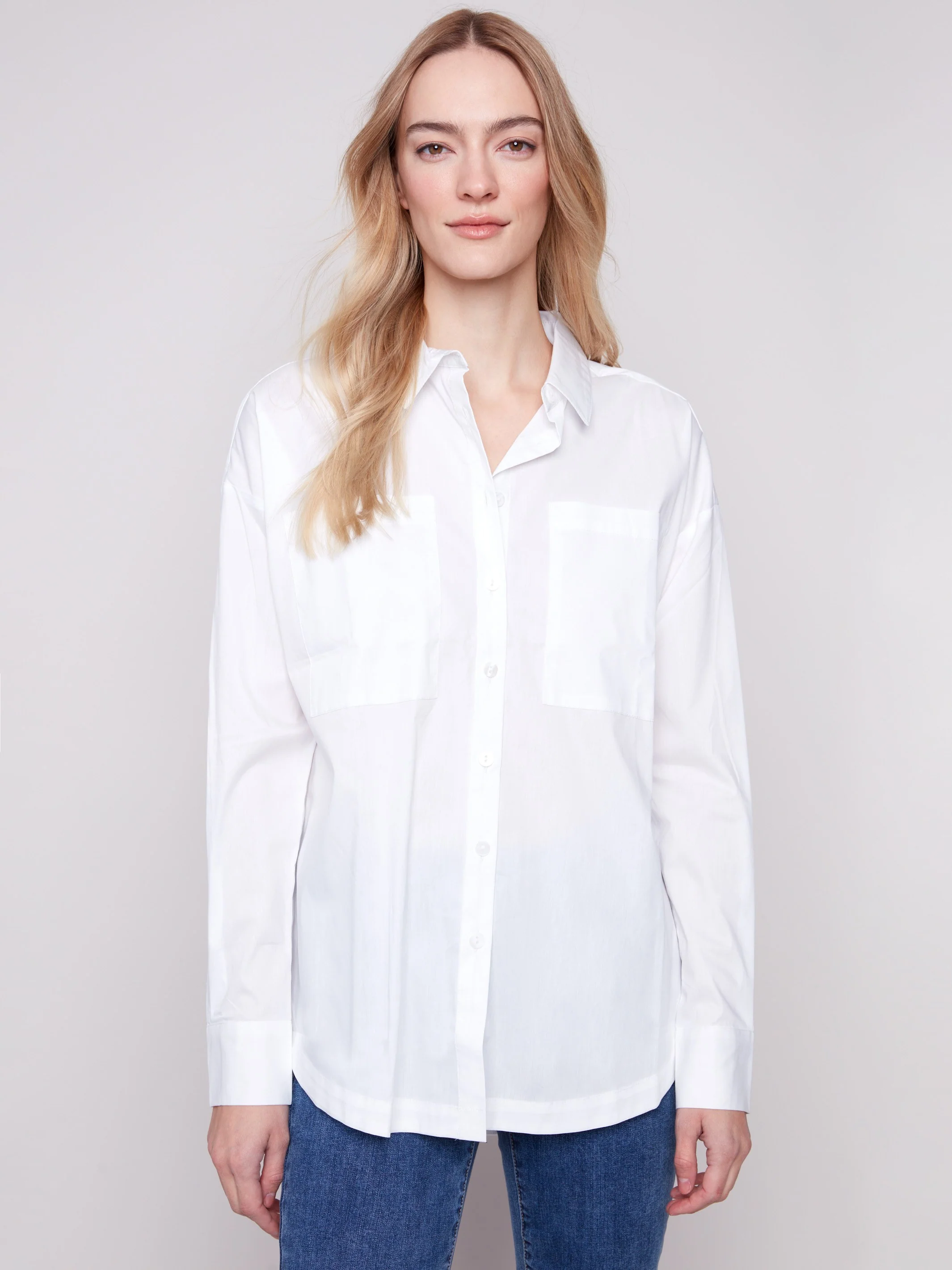 Loose Poplin Shirt - White - WHSBYS