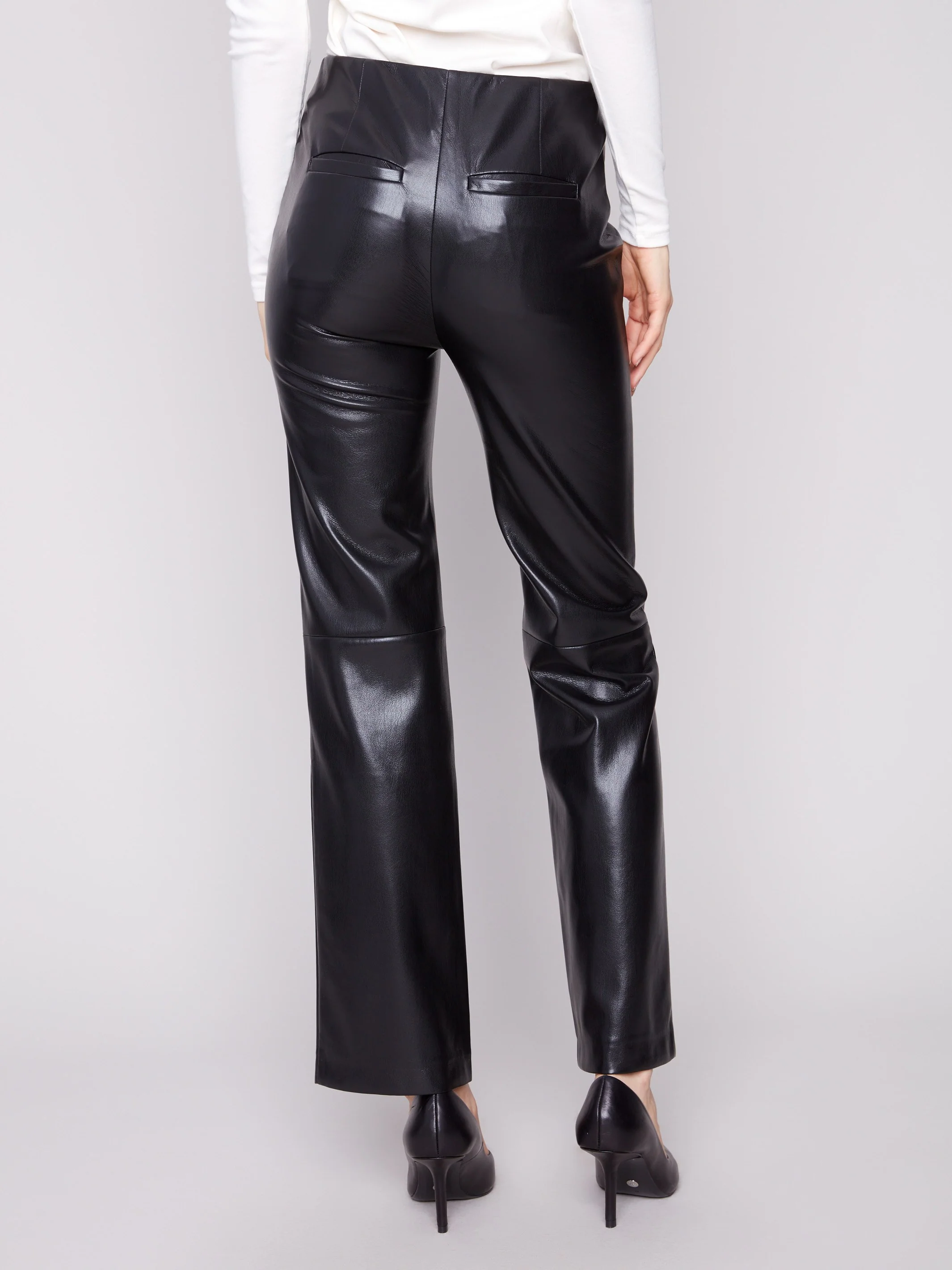Faux Leather Pull-On Pants - Black - WHSBYS