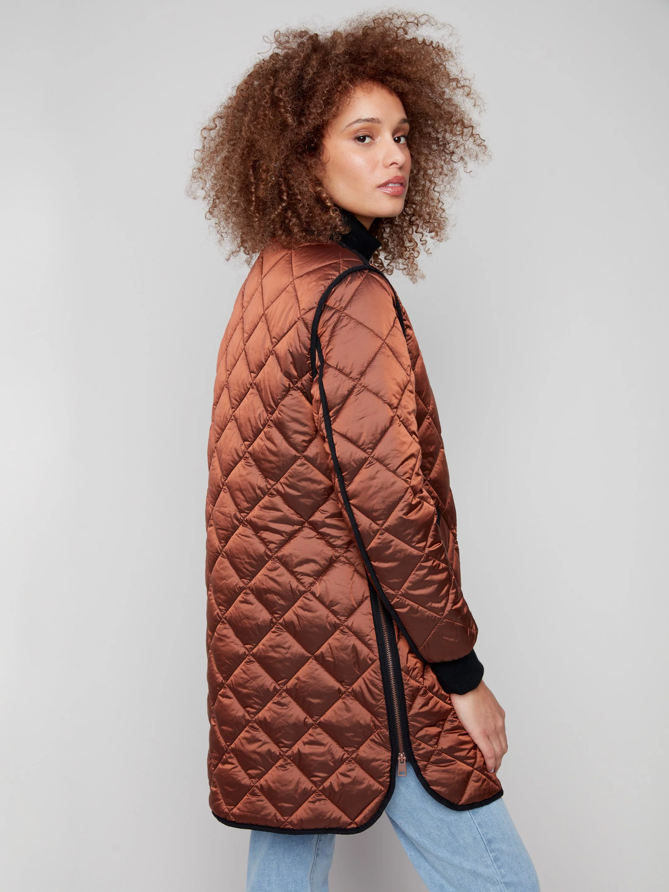 Long Quilted Puffer Jacket - Sepia - WHSBYS