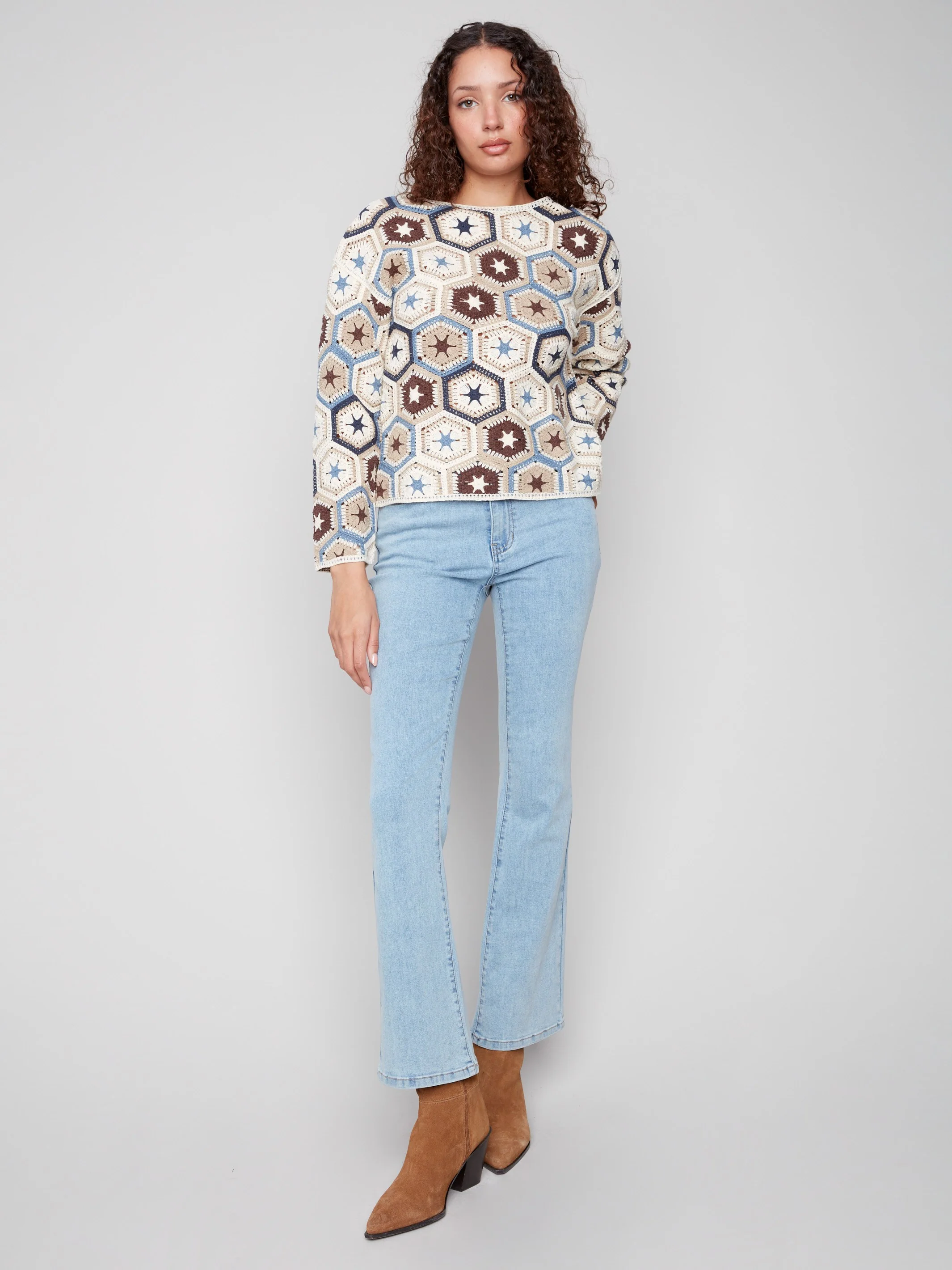 Crochet Boat Neck Top - Oxford - WHSBYS