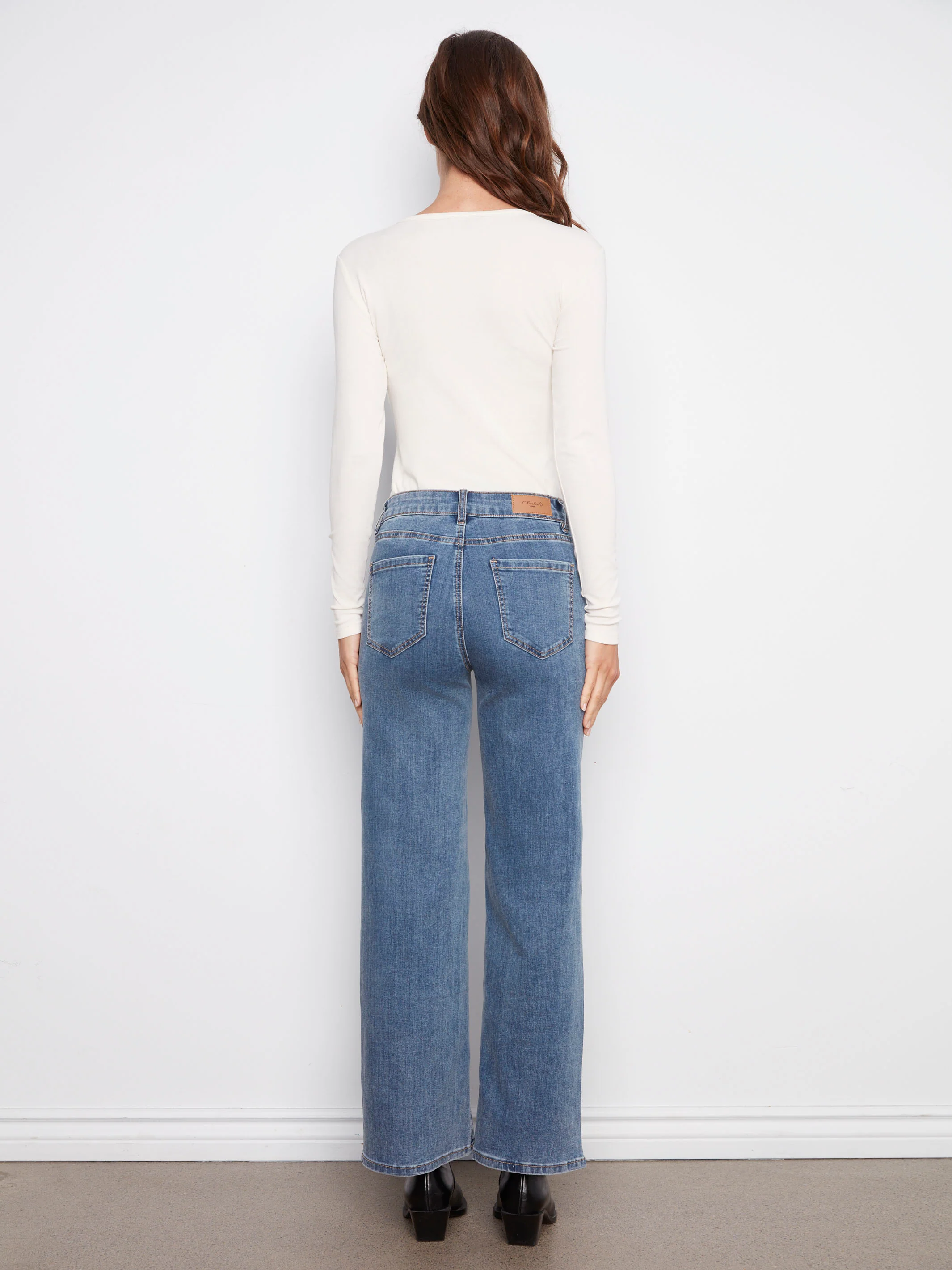 Chloe Wide Leg Jeans - Medium Blue - WHSBYS