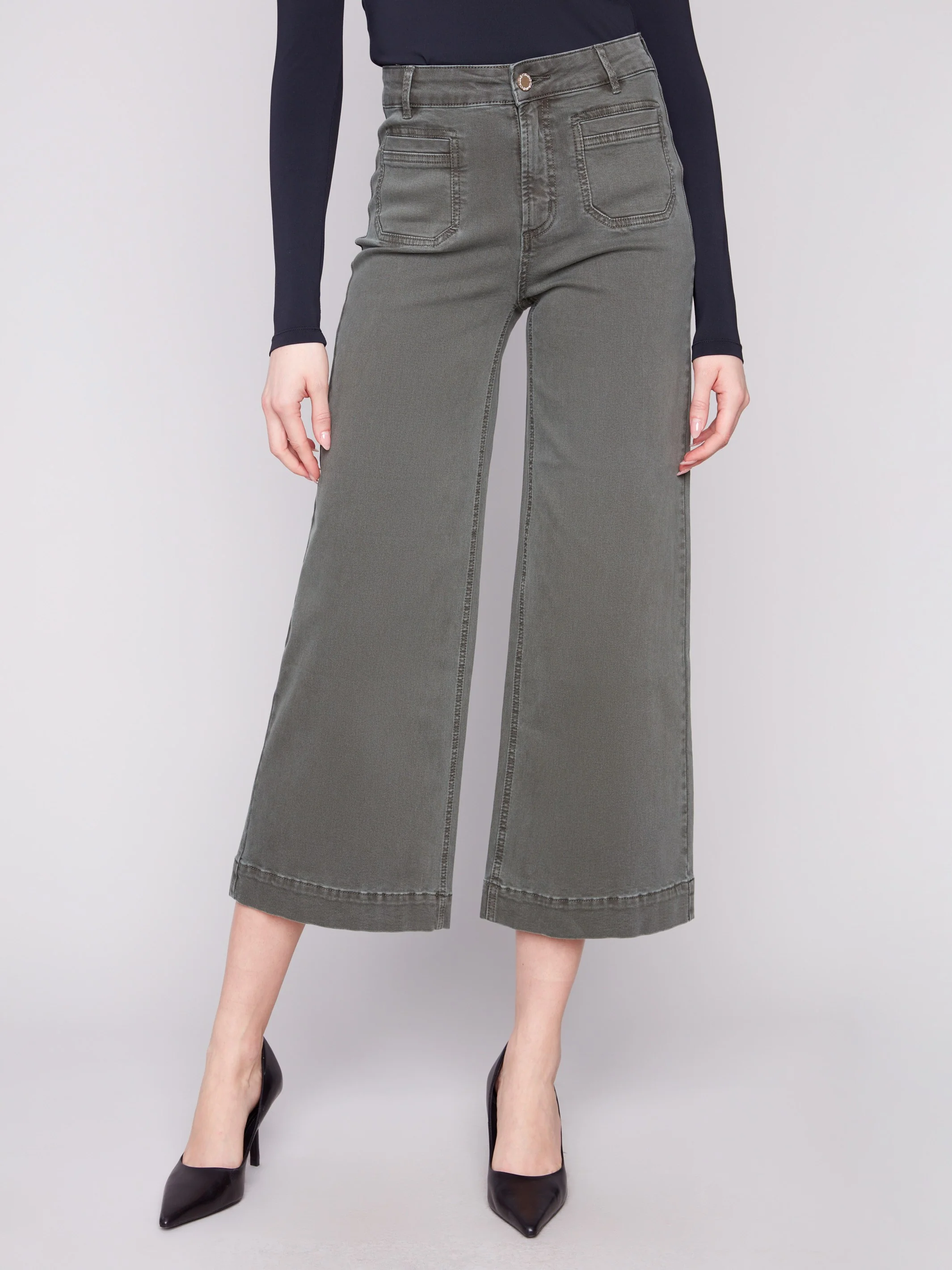 Patch Pocket Flare Twill Pants - Spruce - WHSBYS