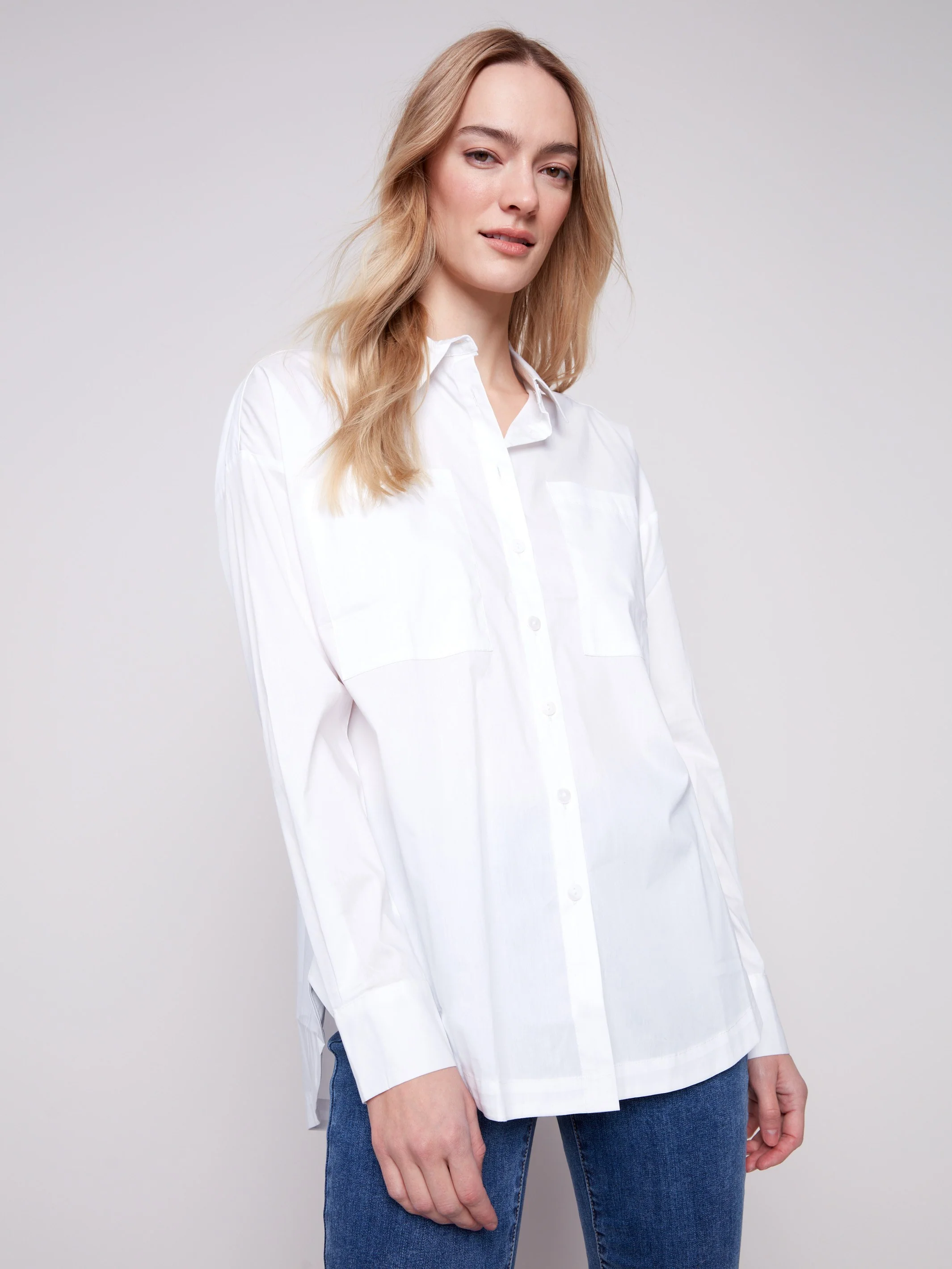 Loose Poplin Shirt - White - WHSBYS