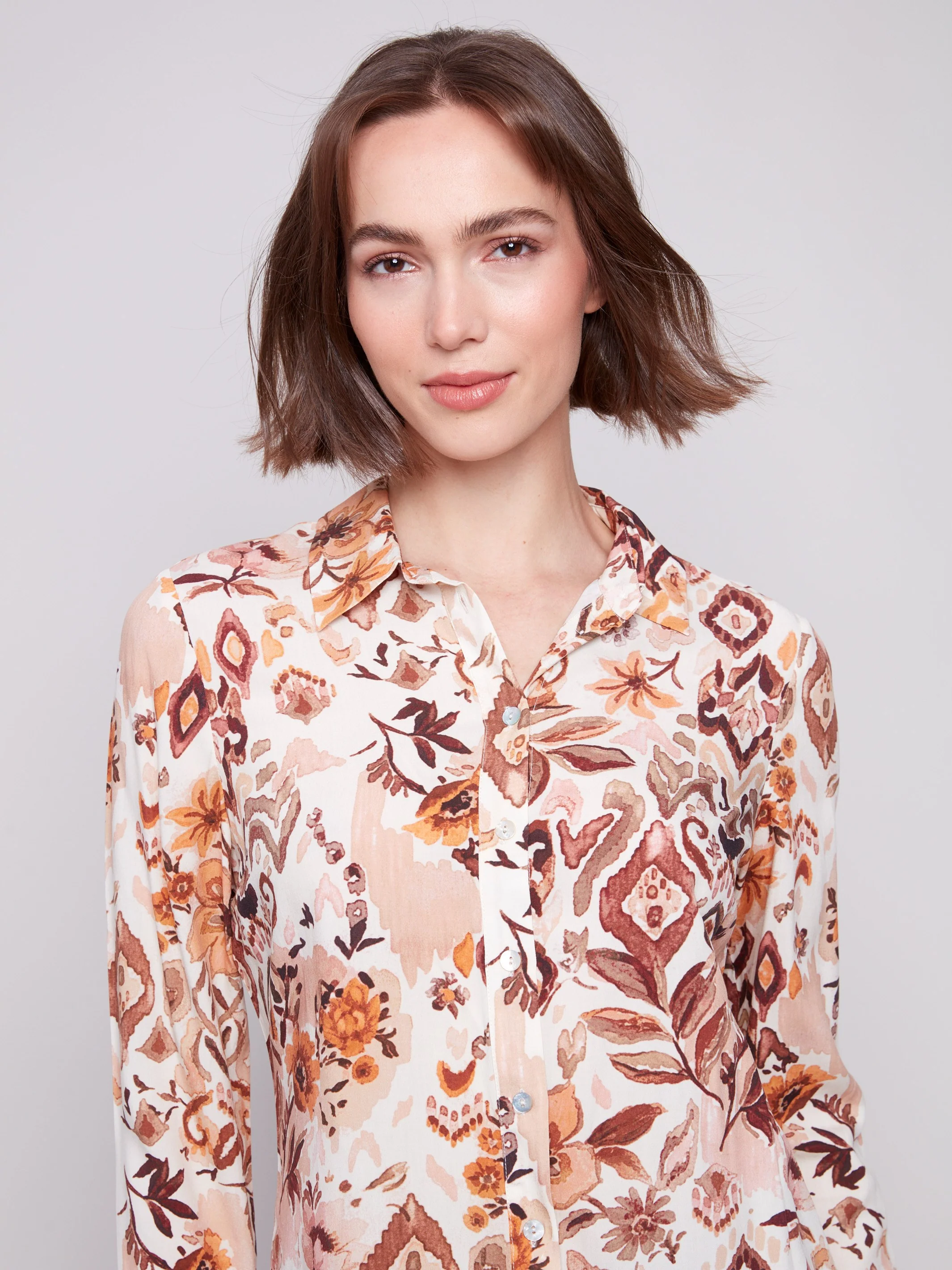 Printed Button-Up Shirt - Jacobean - WHSBYS