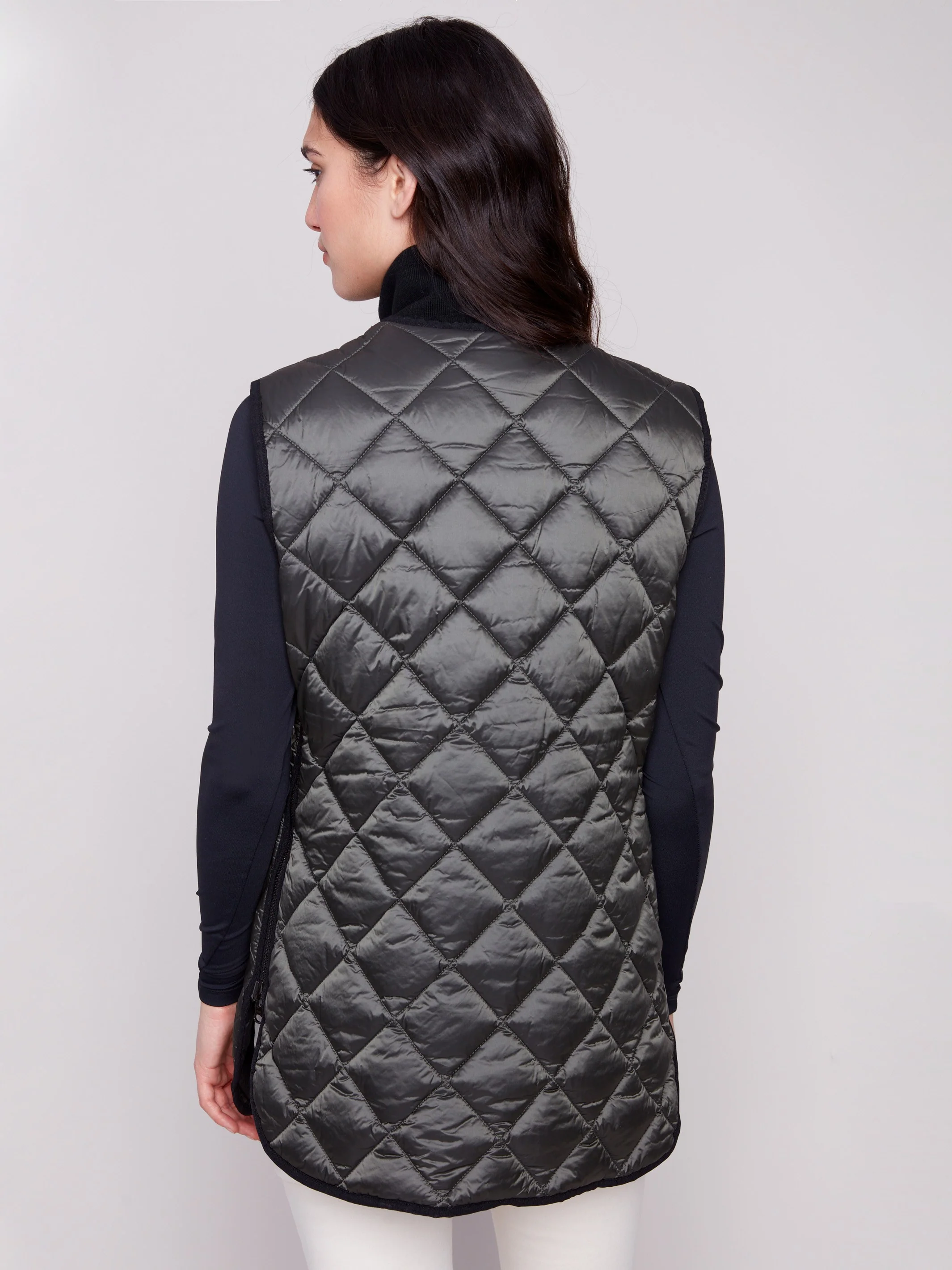 Reversible Button-Front Quilted Vest - Spruce - WHSBYS