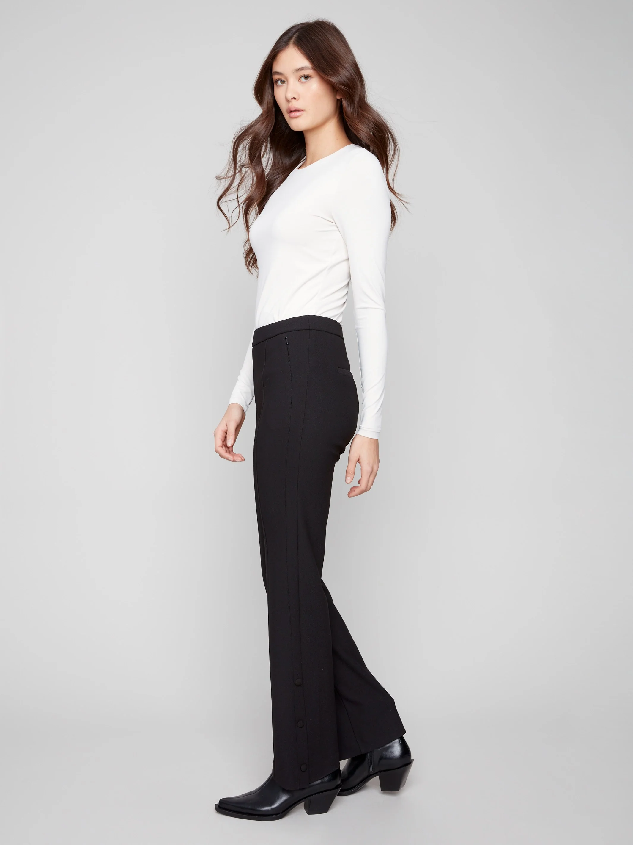 Gutsy Crepe Flare Pants - Black - WHSBYS