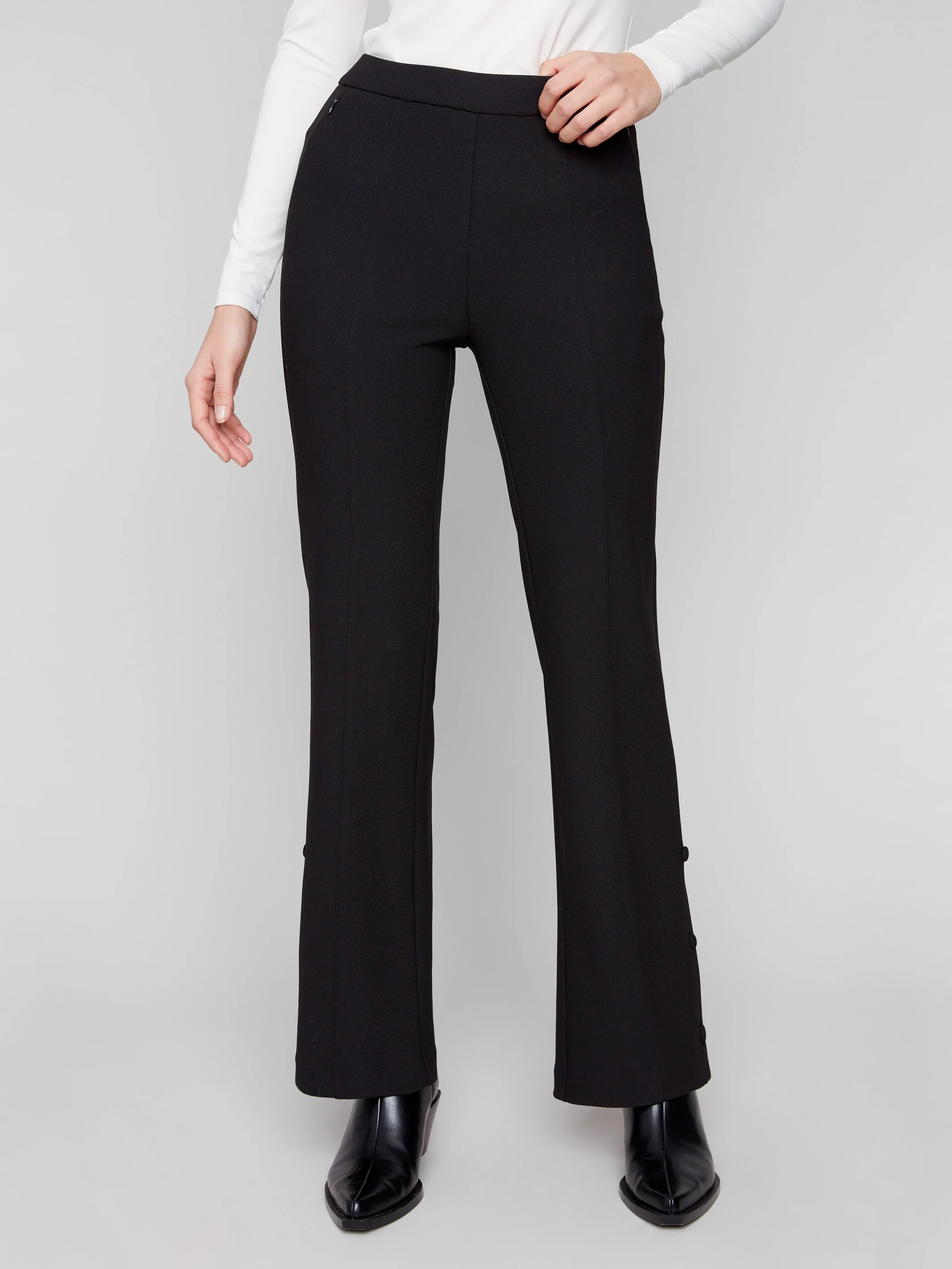 Gutsy Crepe Flare Pants - Black - WHSBYS